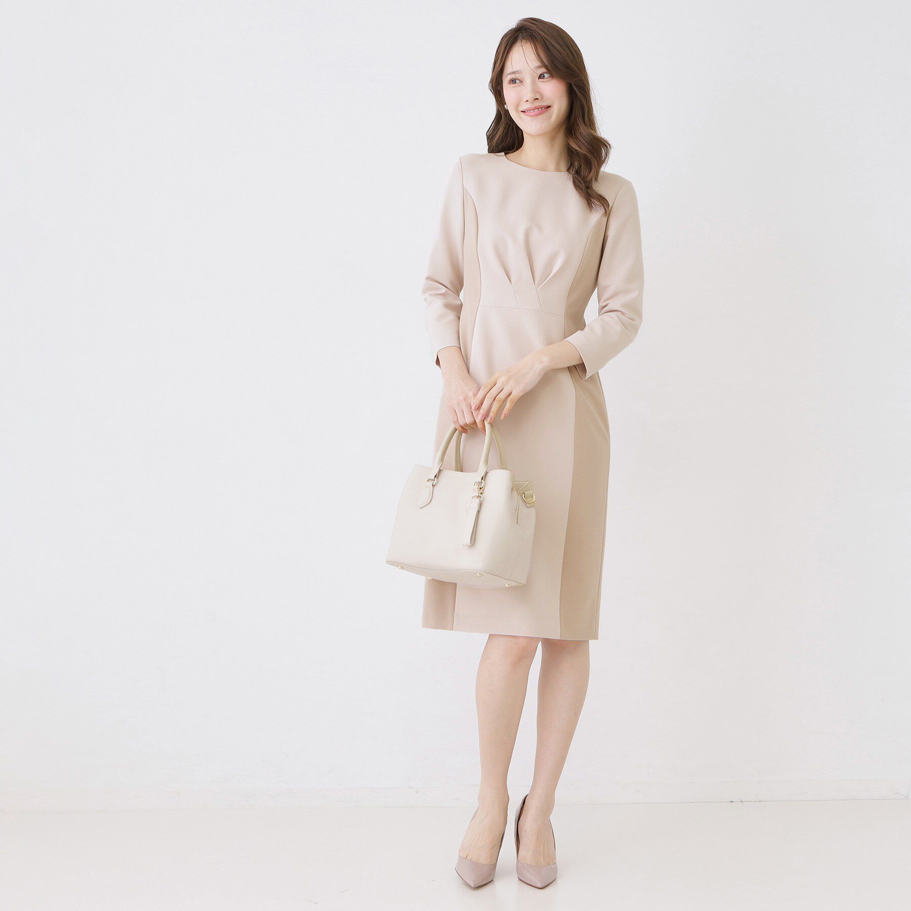 COUP DE CHANCE「【手洗い可／日本製】異素材組み合わせワンピース」|ワンピース|