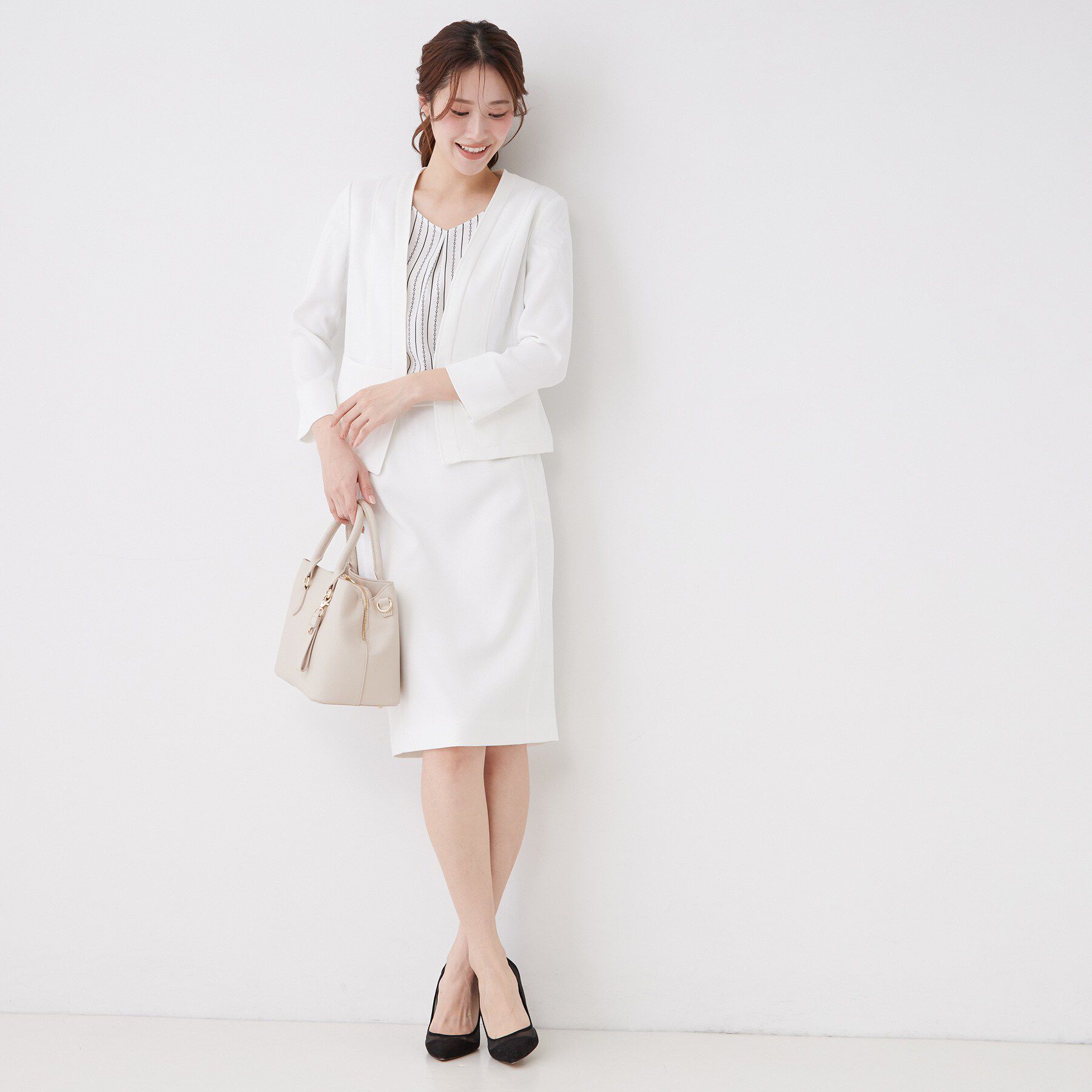 COUP DE CHANCE「【手洗い可／日本製／セットアップ可】麻調合繊タイトスカート」|スカート|