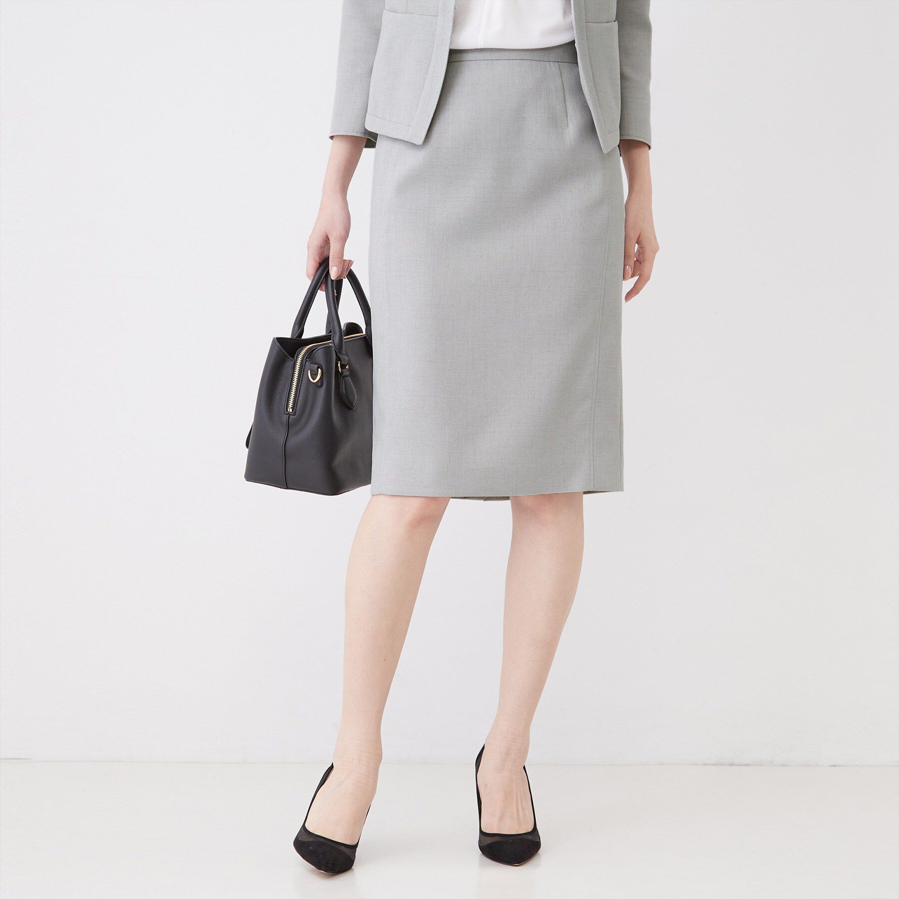 COUP DE CHANCE「【手洗い可／日本製／セットアップ可】麻調合繊タイトスカート」|スカート|チャコールグレー(0