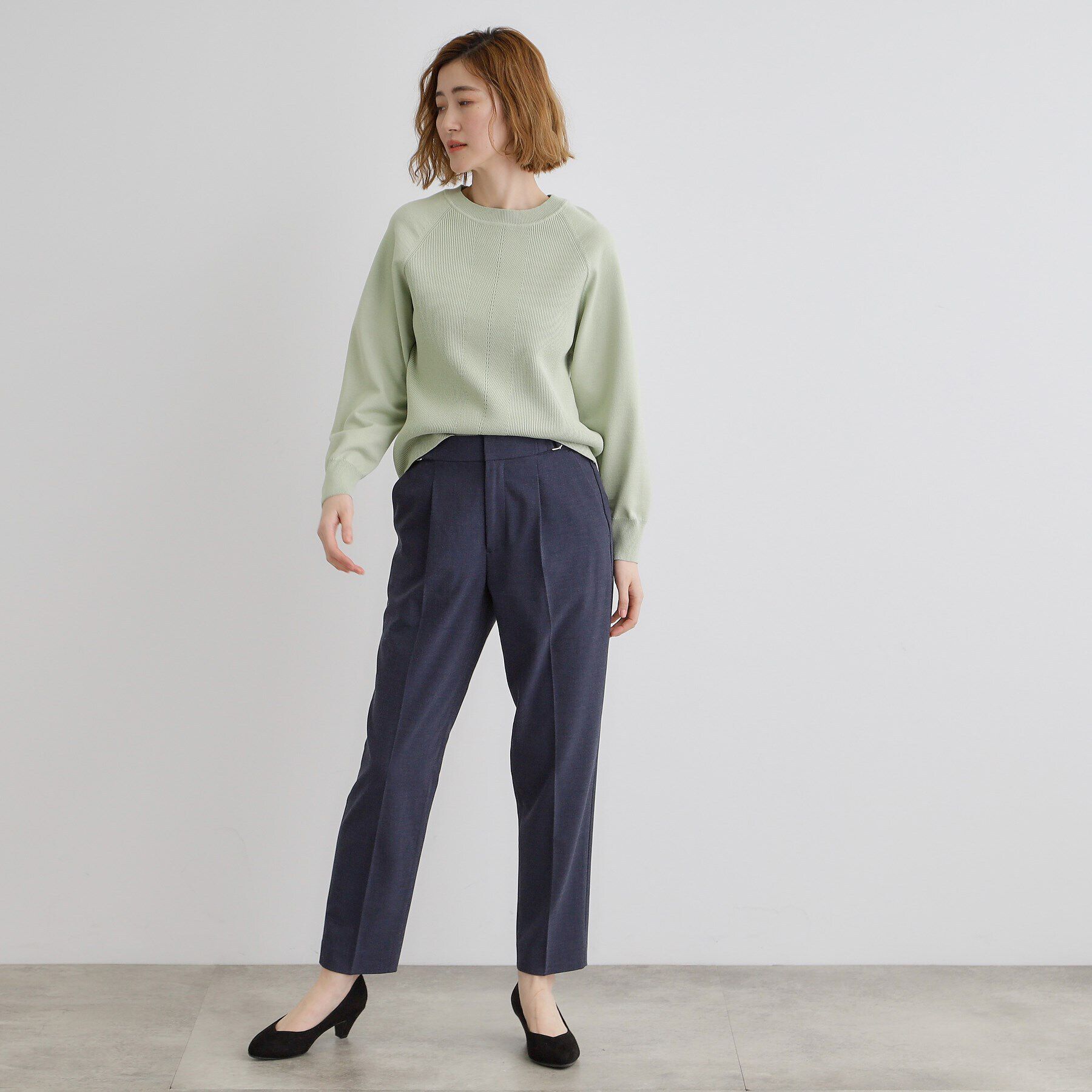 grove「畦編みクルーネックニット」|ニット・セーター|