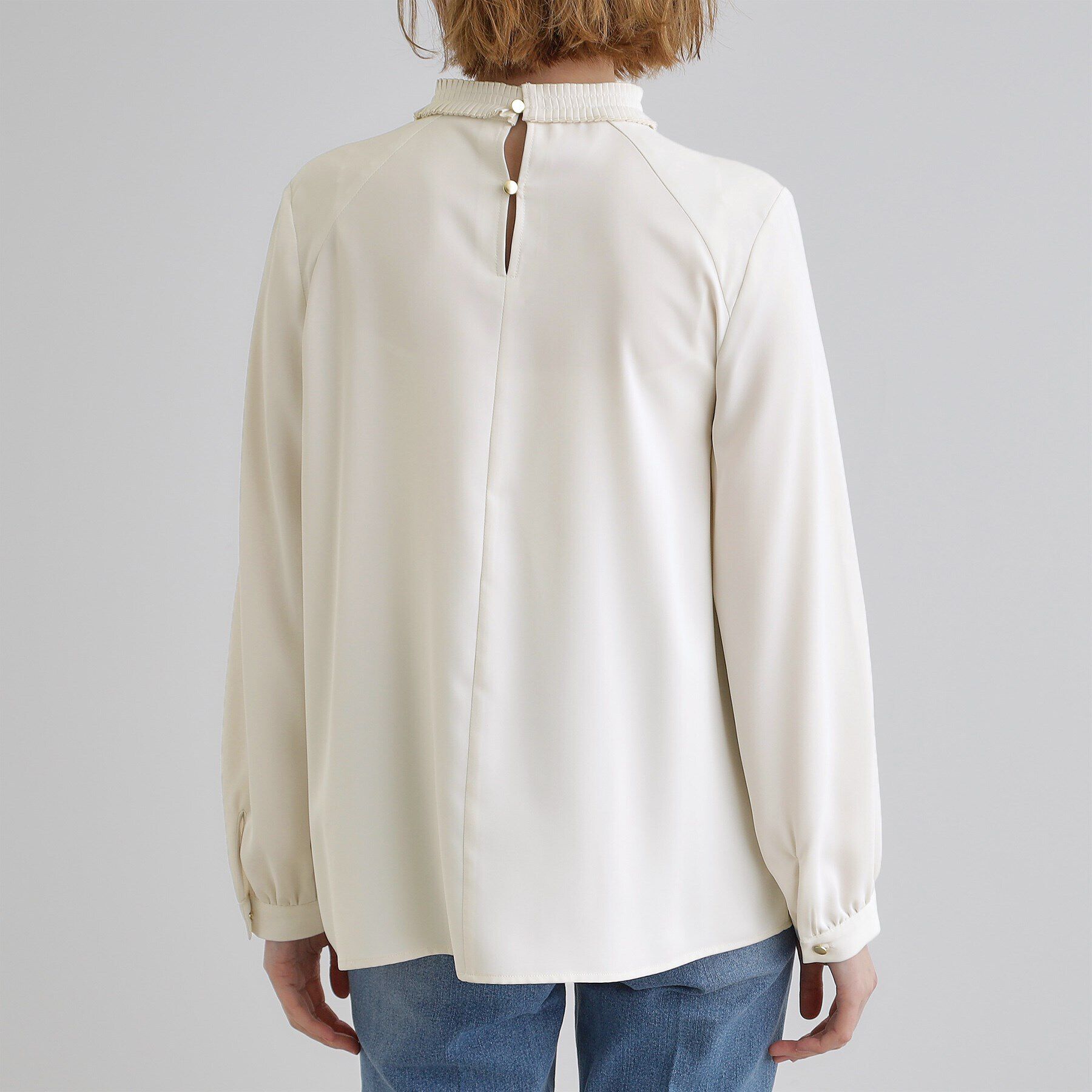 grove「【マシンウォッシュ／防シワ】プリーツネックブラウス」|シャツ・ブラウス|