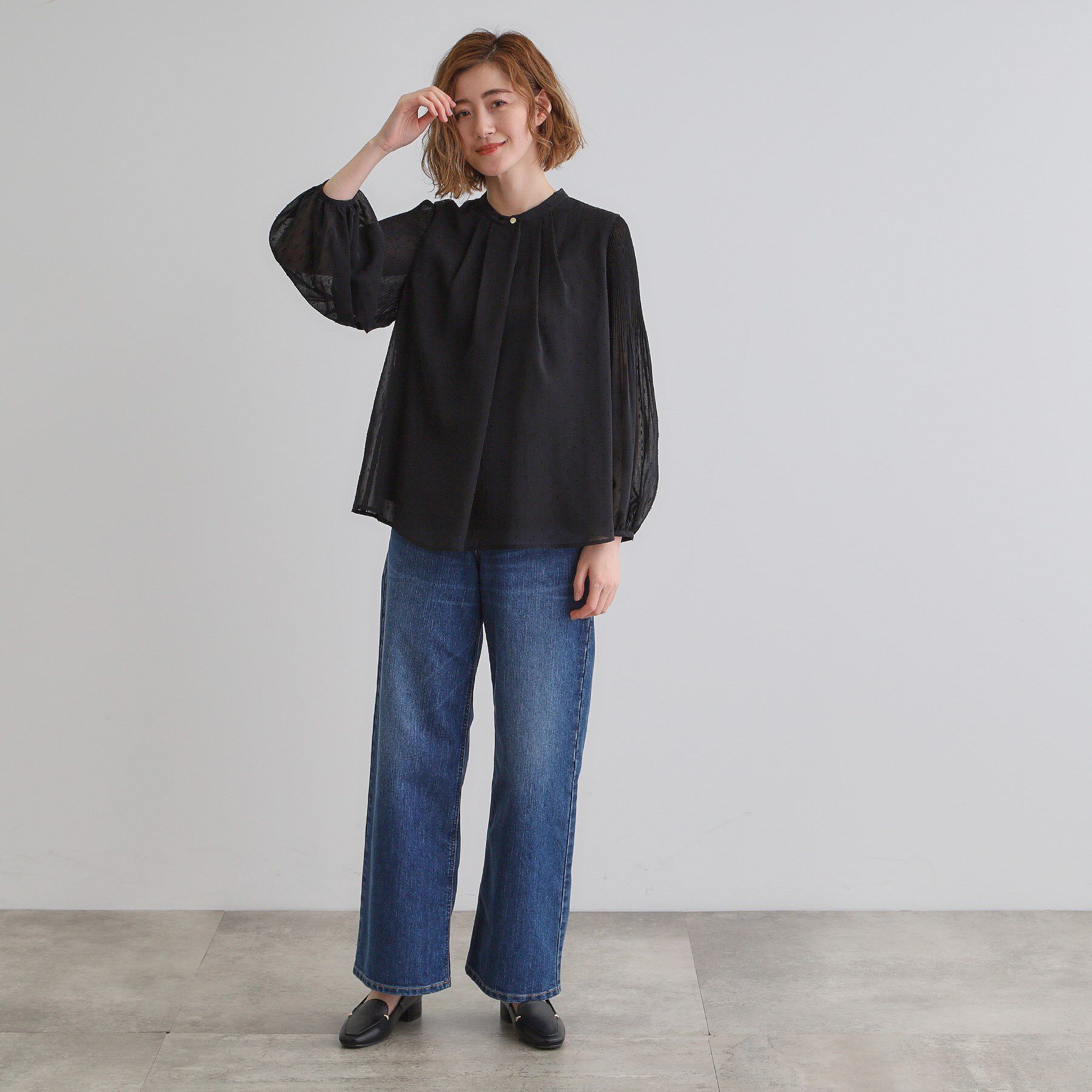 grove「【華やか】プリントアソート袖プリーツブラウス」|シャツ・ブラウス|