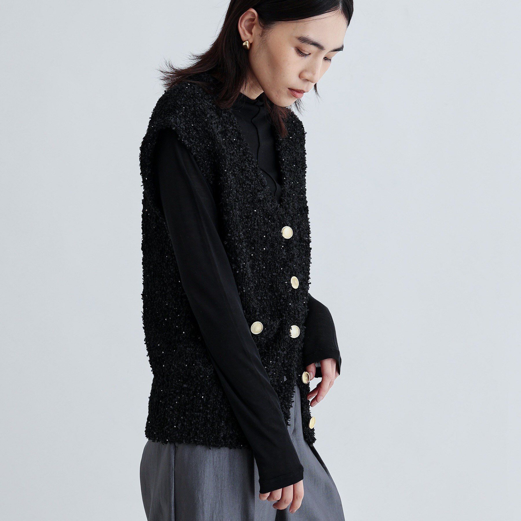 GALLEST「ツイードライクニットベスト」|ニット・セーター|