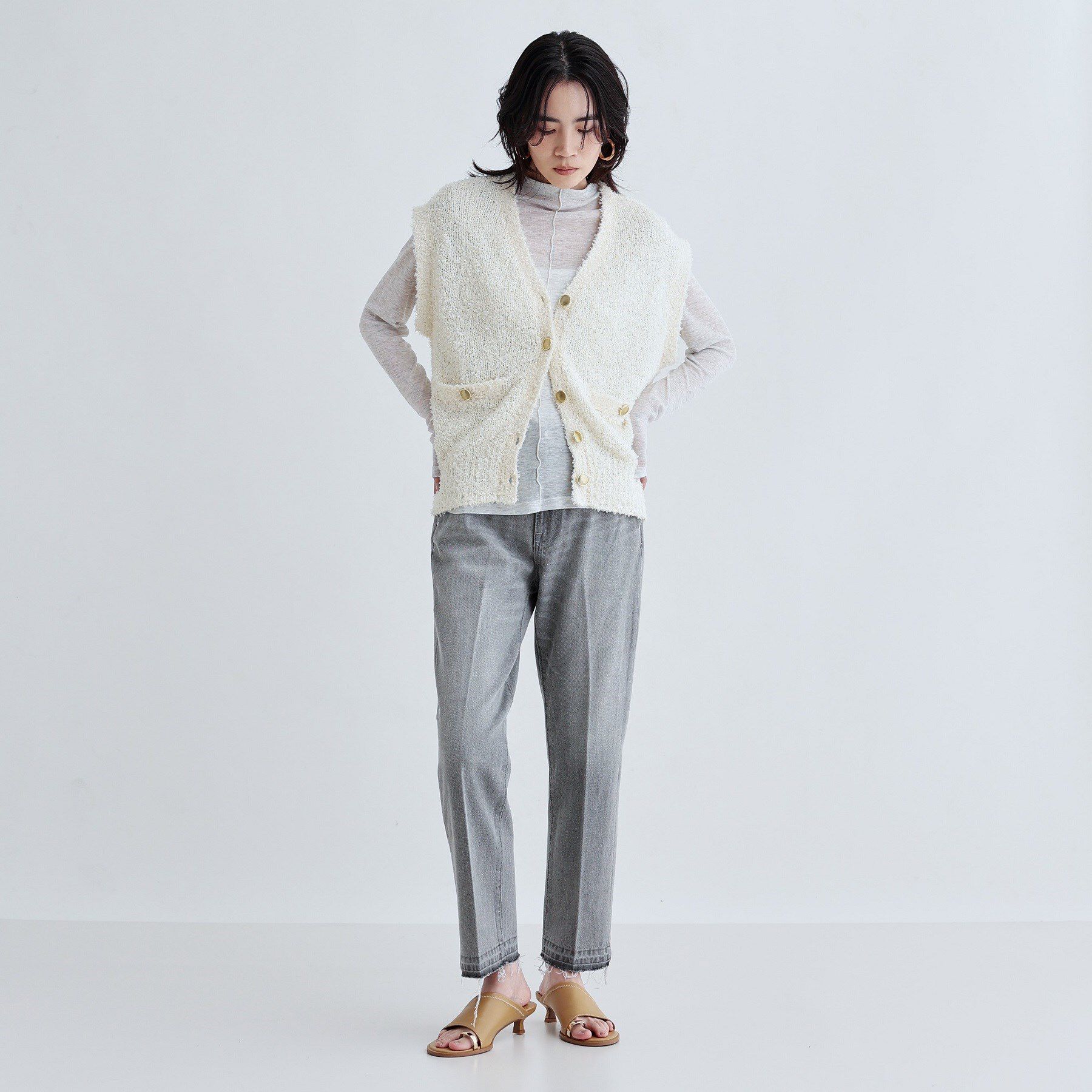 GALLEST「ツイードライクニットベスト」|ニット・セーター|