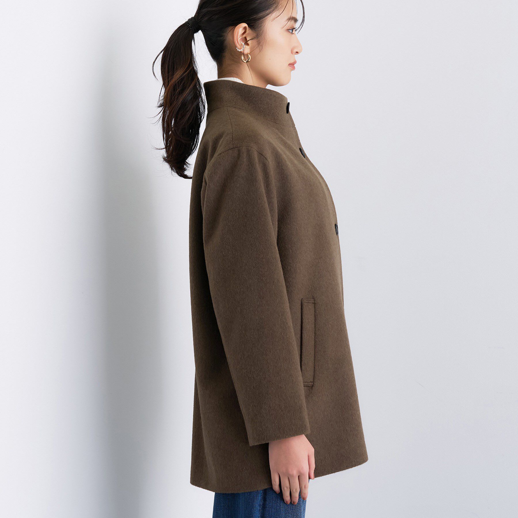 INDIVI「【日本製／ミドル丈】スタンドカラーミドルコート」|その他|