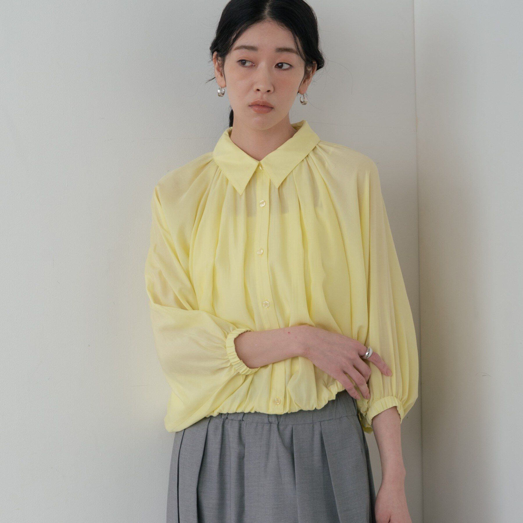 GALLEST「バルーンシアーブラウス」|シャツ・ブラウス|イエロー(032)