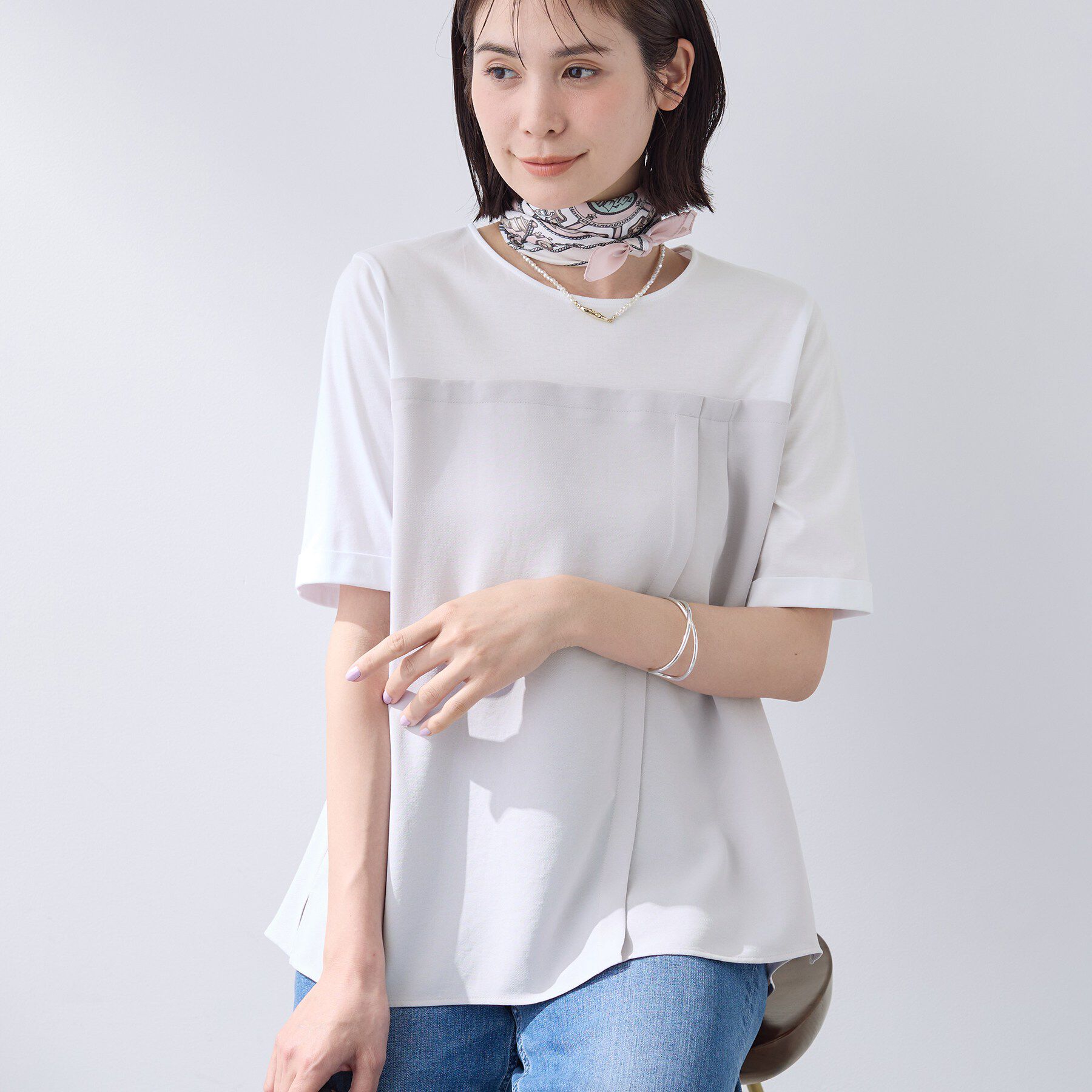 INDIVI「【着る日傘／SETUP可能】ビスチェレイヤード風トップス」|Tシャツ・カットソー|