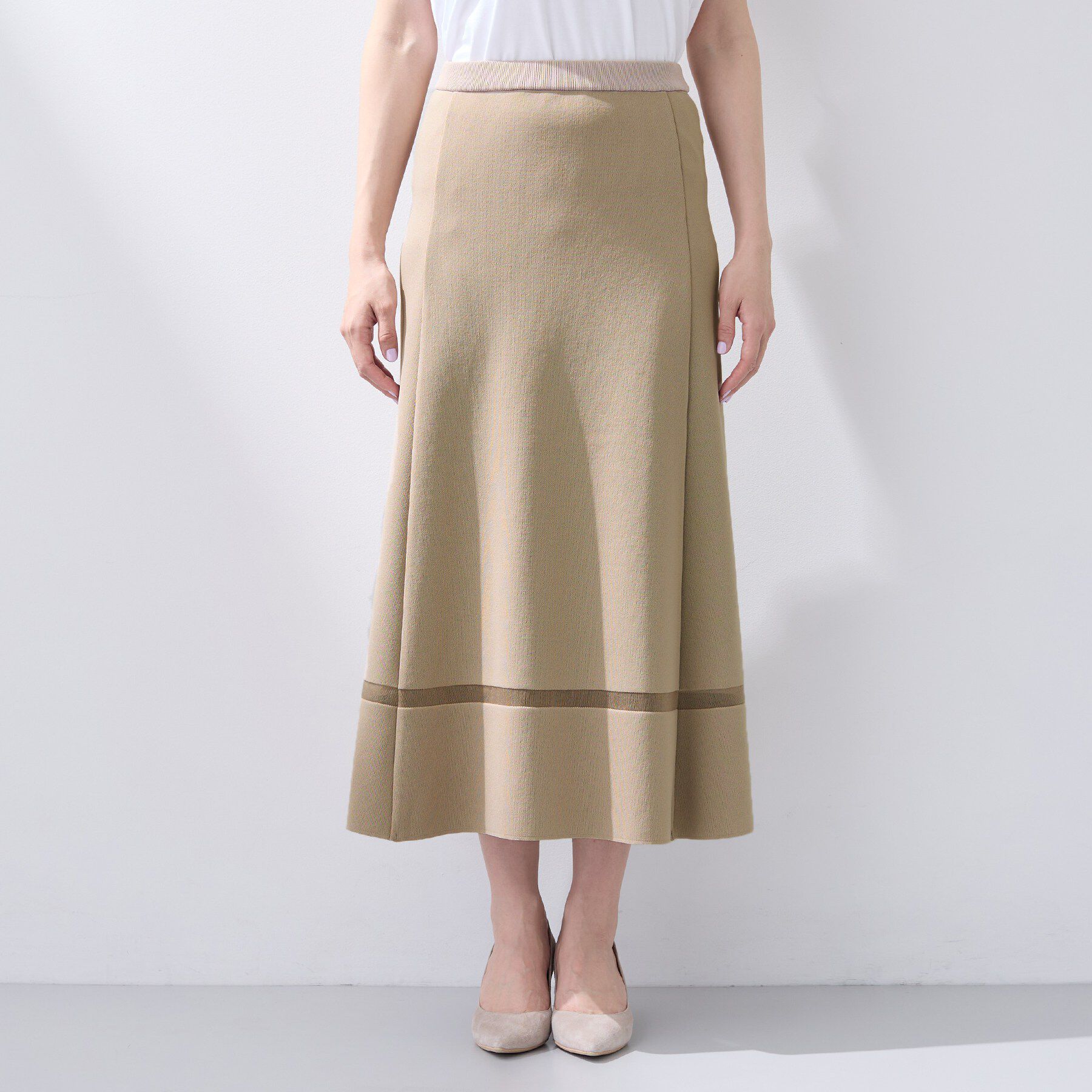 INDIVI「【洗える／SETUP可能】Aラインニットスカート」|スカート|