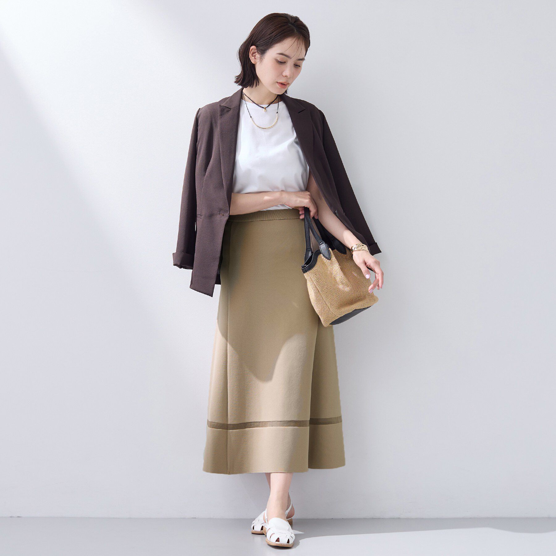 INDIVI「【洗える／SETUP可能】Aラインニットスカート」|スカート|