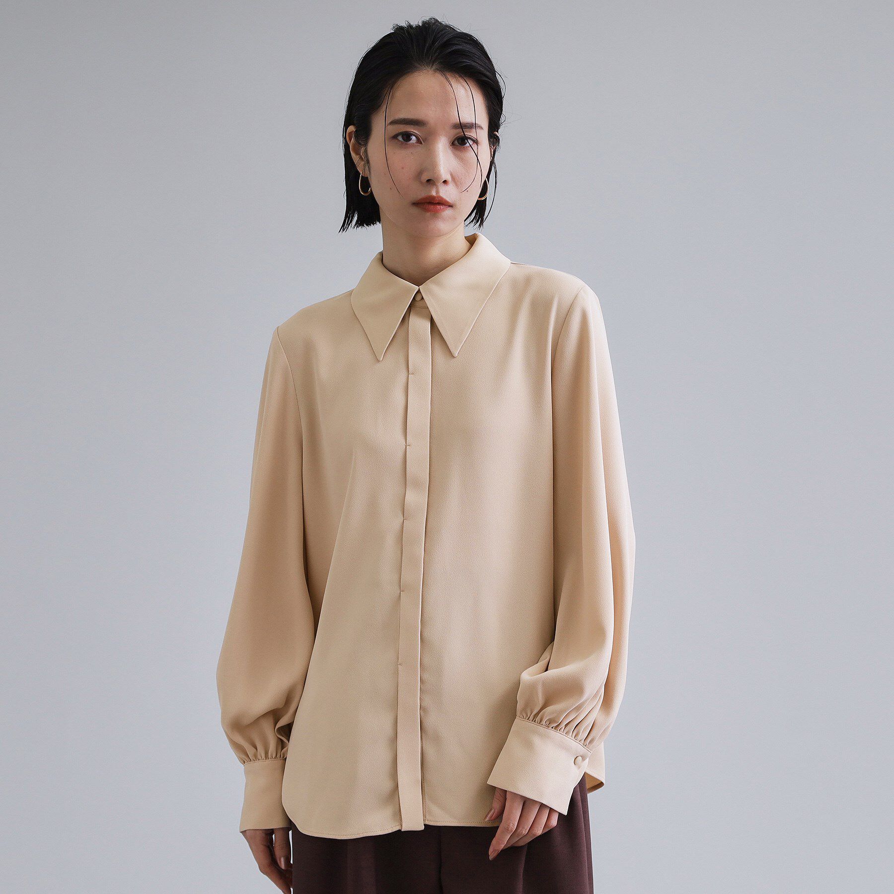 OPAQUE.CLIP「【es】ビックカラーブラウス【洗濯機OK】」|シャツ・ブラウス|