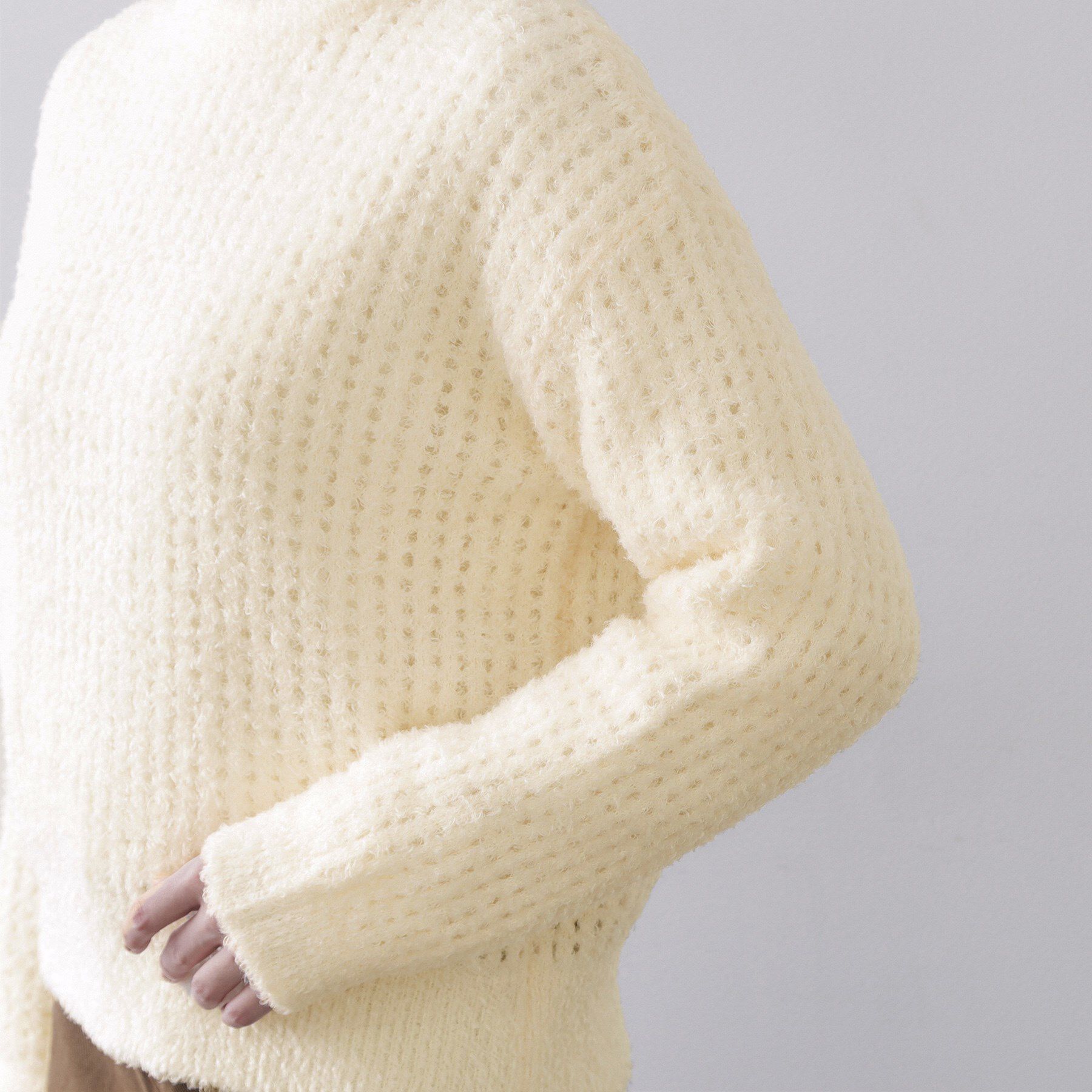 OPAQUE.CLIP「モールヤーンメッシュニット【洗濯機OK】」|ニット・セーター|