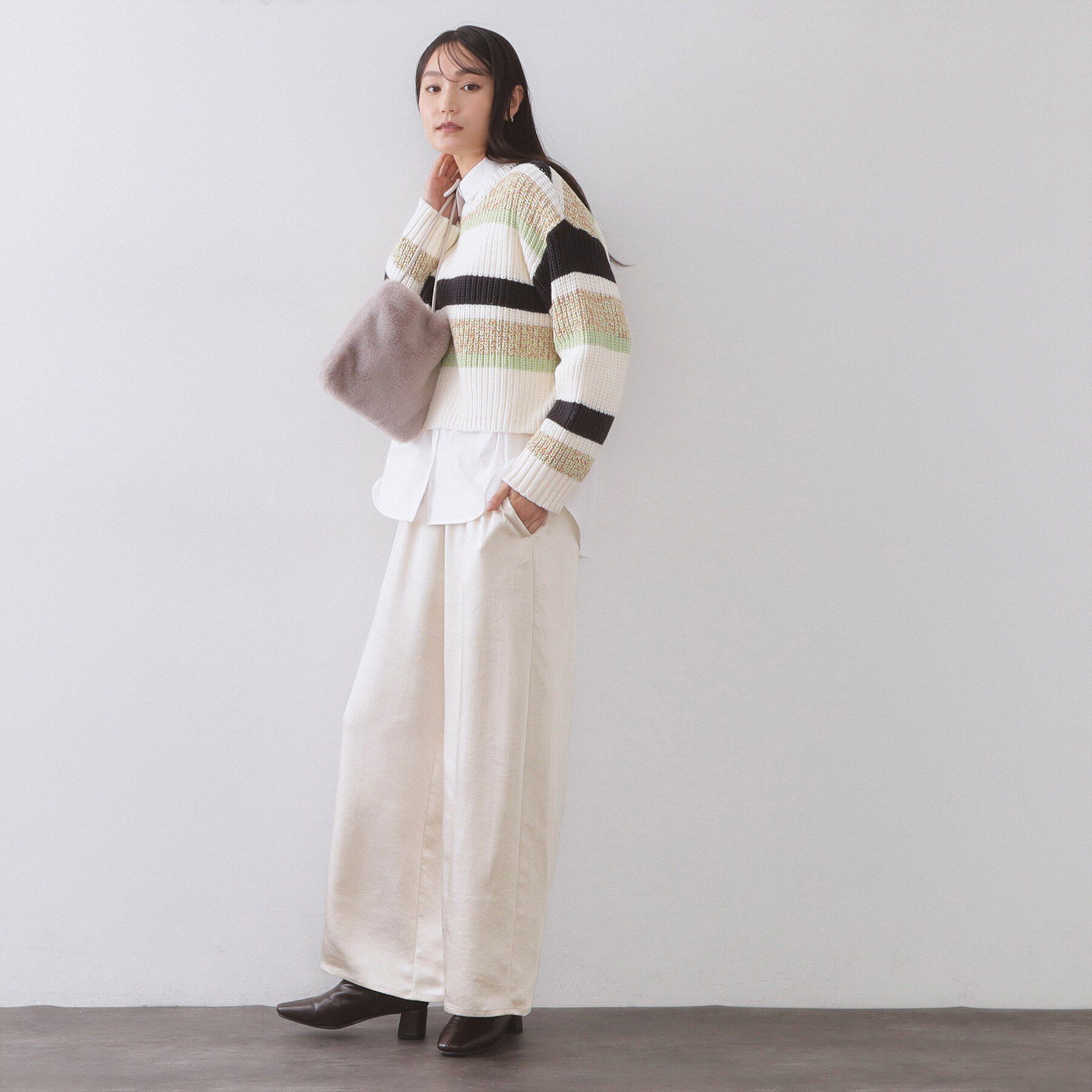 OPAQUE.CLIP「サテンイージーワイドパンツ【洗濯機OK】」|その他|