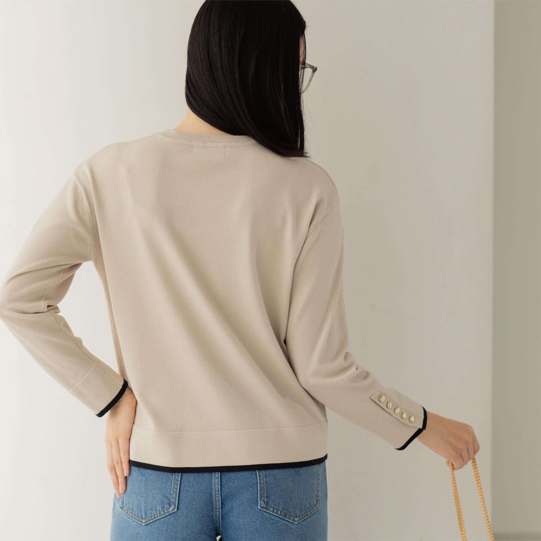 OPAQUE.CLIP「金ボタン使いリラクシーニット【洗濯機OK】」|ニット・セーター|