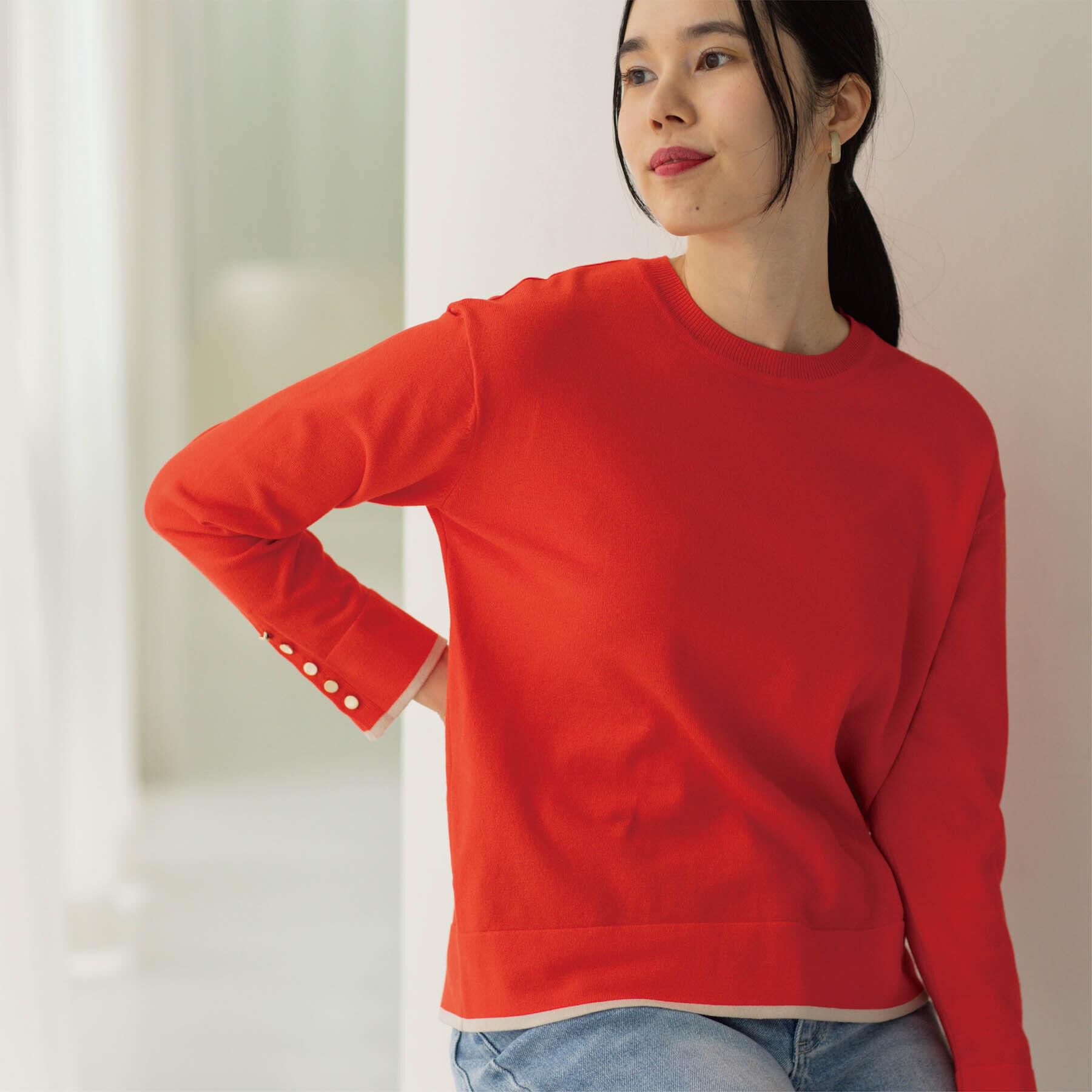 OPAQUE.CLIP「金ボタン使いリラクシーニット【洗濯機OK】」|ニット・セーター|