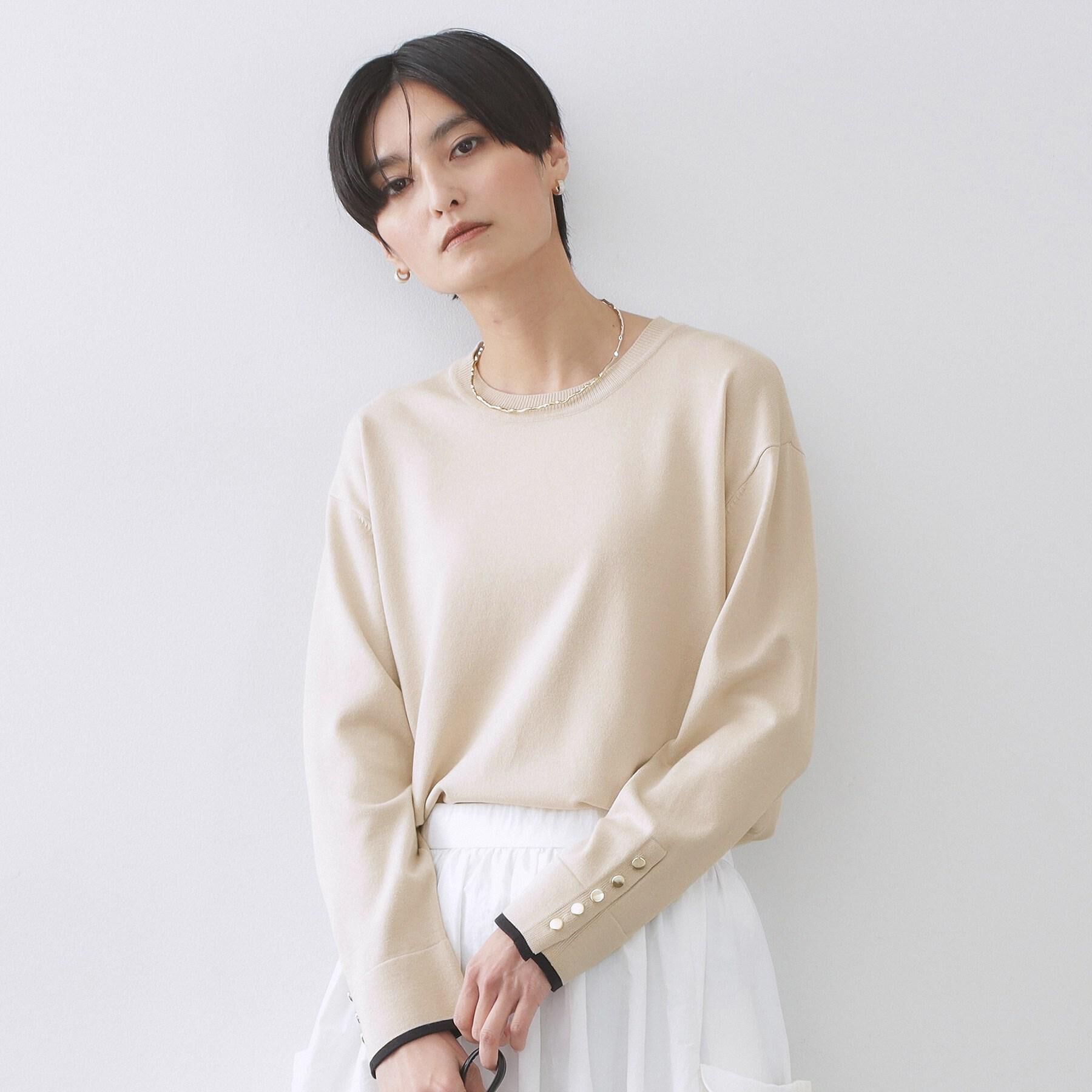 OPAQUE.CLIP「金ボタン使いリラクシーニット【洗濯機OK】」|ニット・セーター|