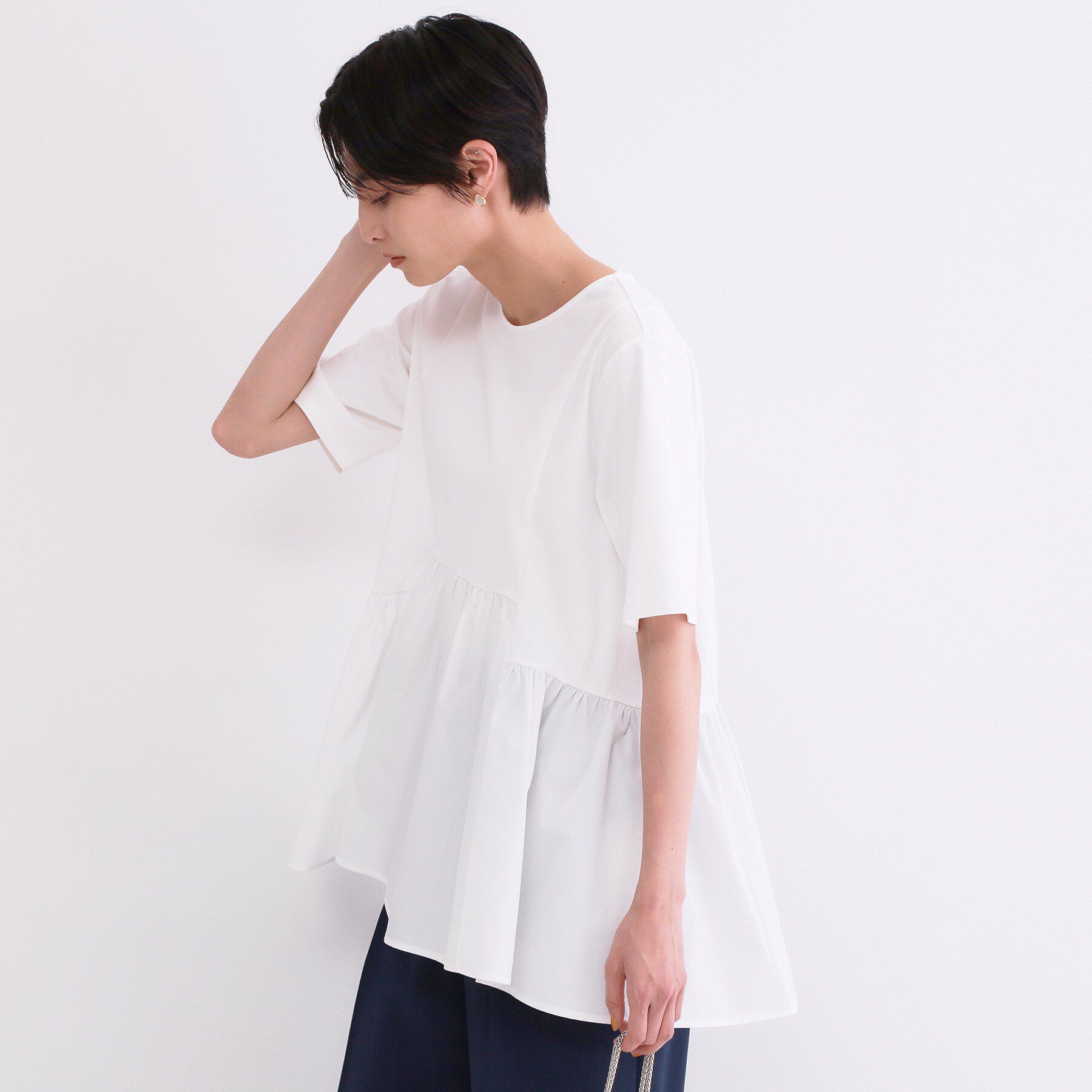 OPAQUE.CLIP「ペプラムドッキングカットソー【洗濯機OK】」|Tシャツ・カットソー|