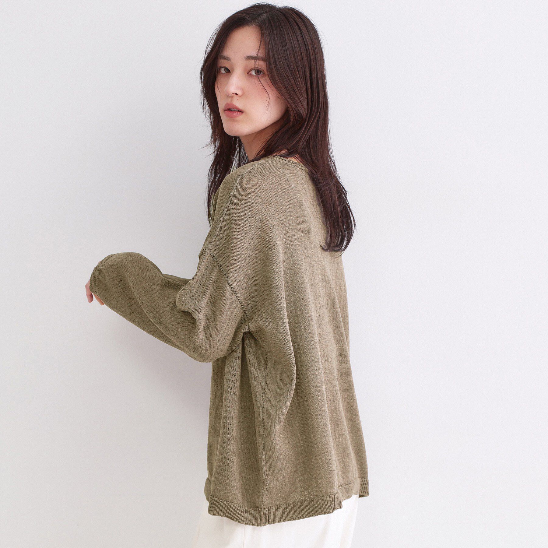 OPAQUE.CLIP「麻混リラクシーニット【洗濯機OK】」|ニット・セーター|