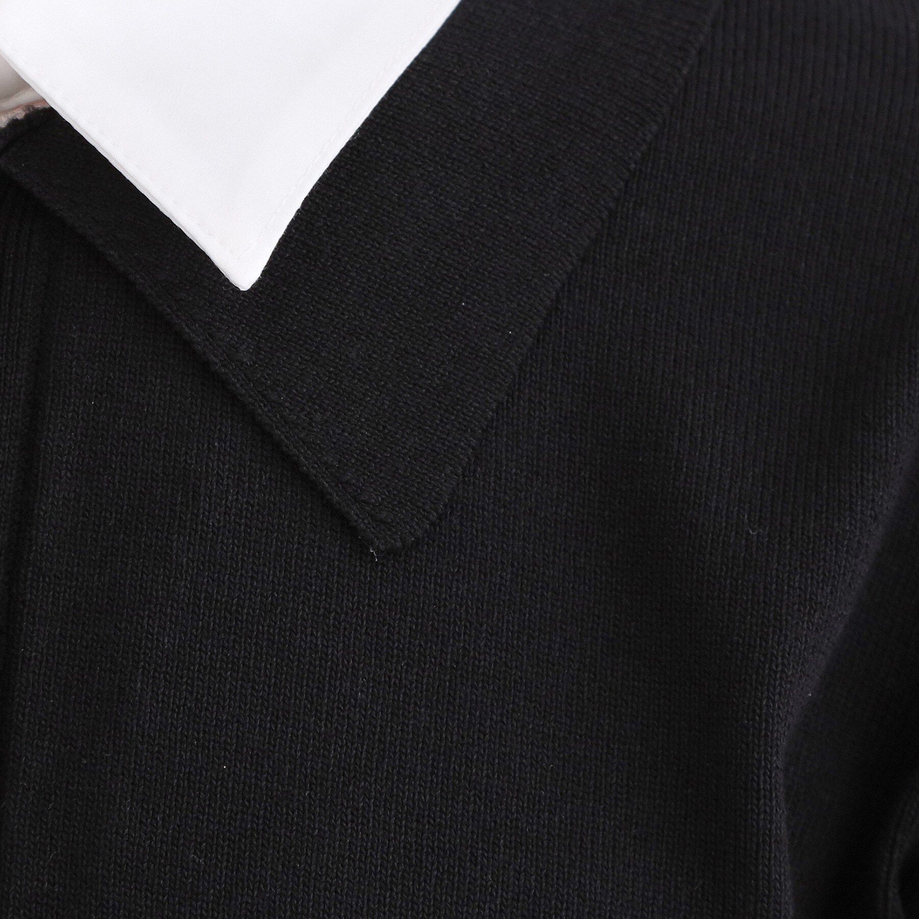 OPAQUE.CLIP「シャツレイヤード風ポロニット【洗濯機OK】」|ニット・セーター|