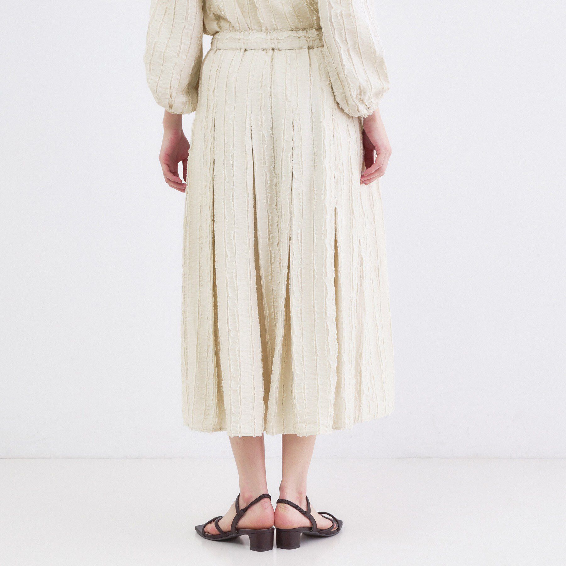 OPAQUE.CLIP「フリンジジャカード タックフレアスカート【洗濯機OK】」|スカート|