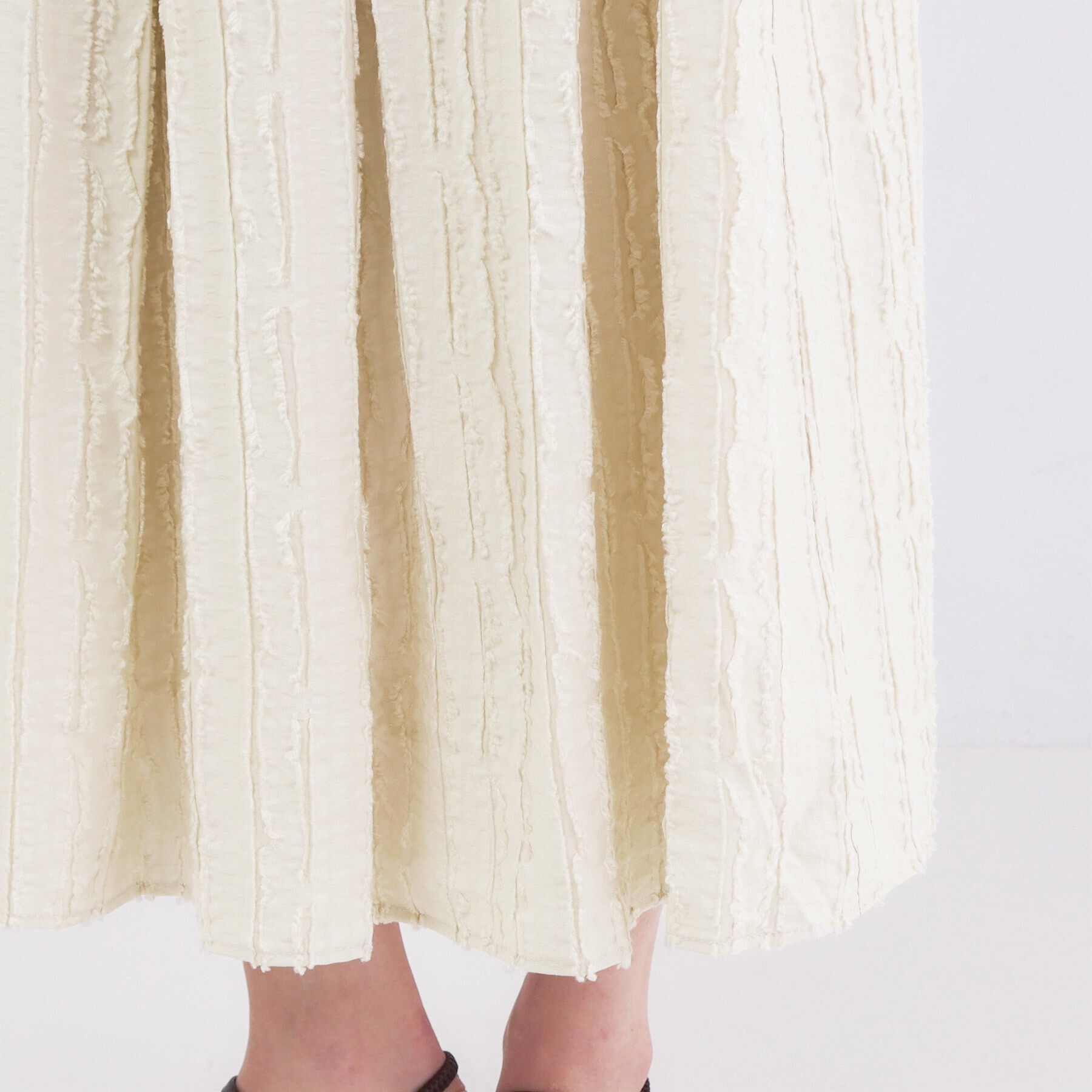 OPAQUE.CLIP「フリンジジャカード タックフレアスカート【洗濯機OK】」|スカート|