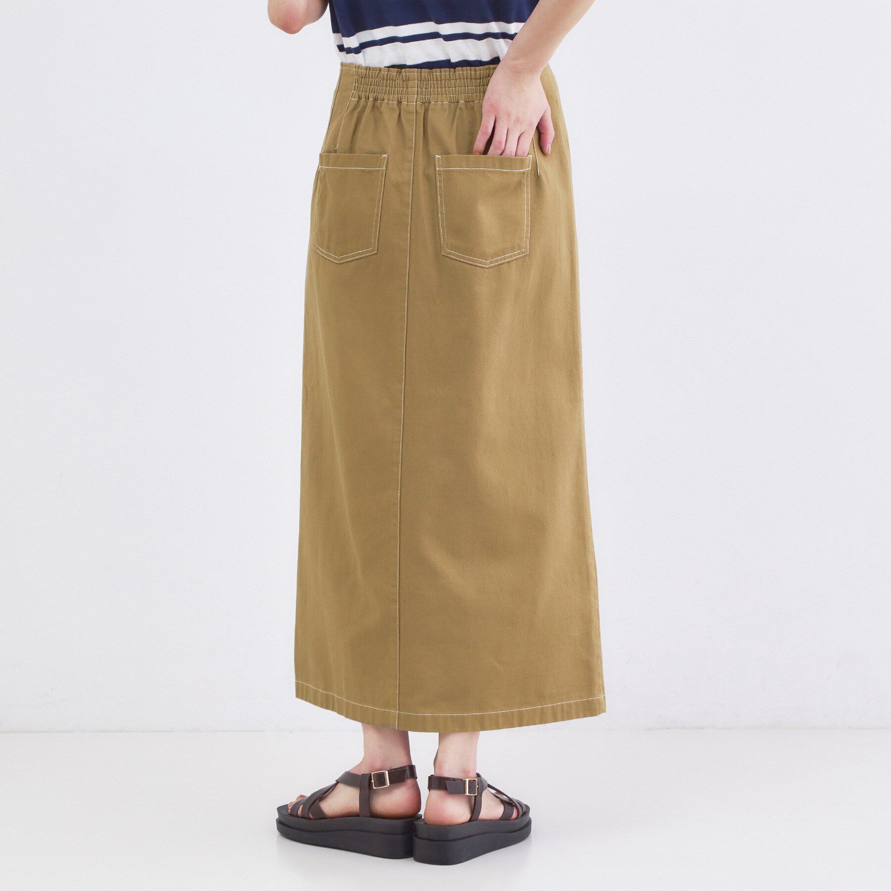 OPAQUE.CLIP「ボタンデザインナロースカート【洗濯機OK】」|スカート|