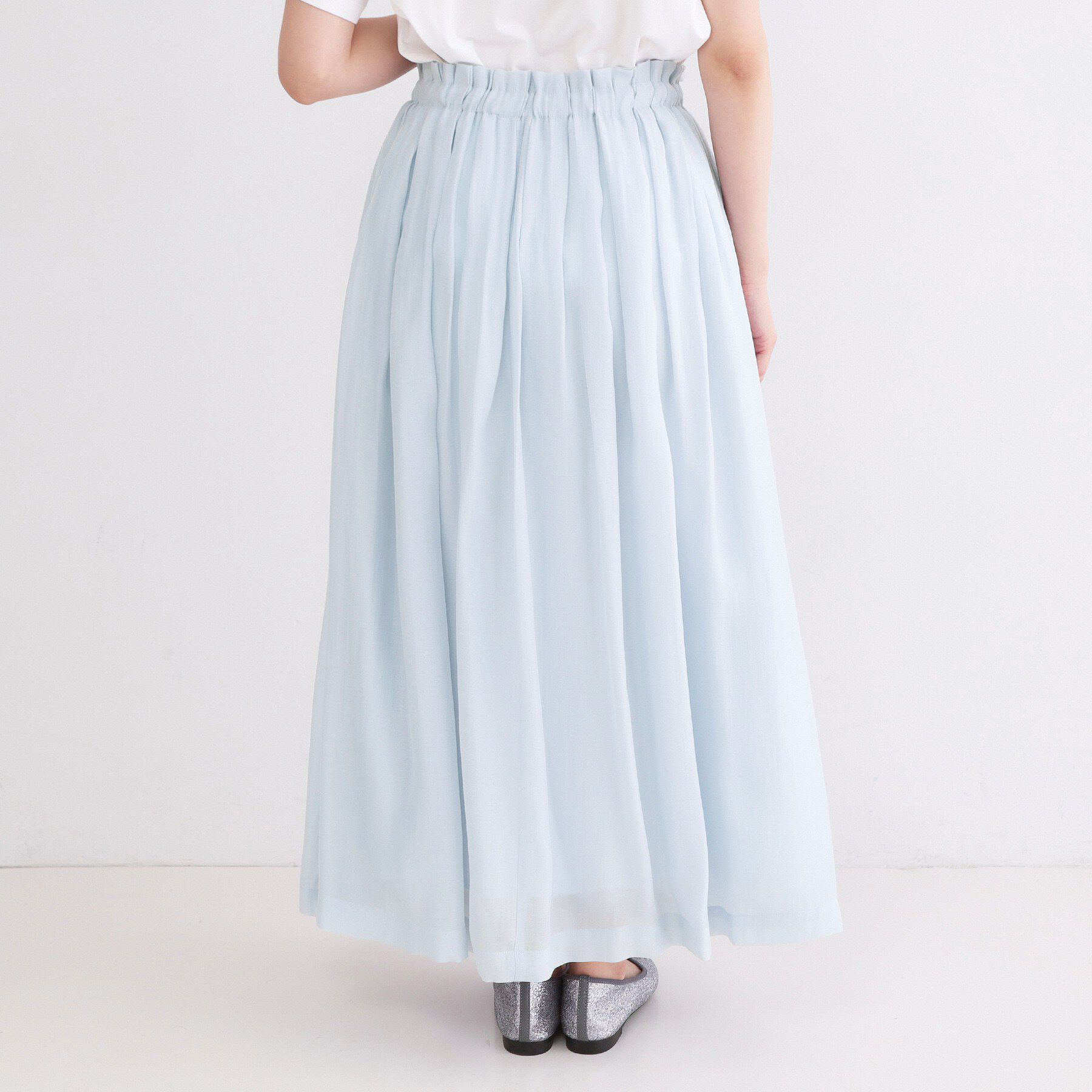 OPAQUE.CLIP「シャイニーオーガンジー タックフレアスカート」|スカート|