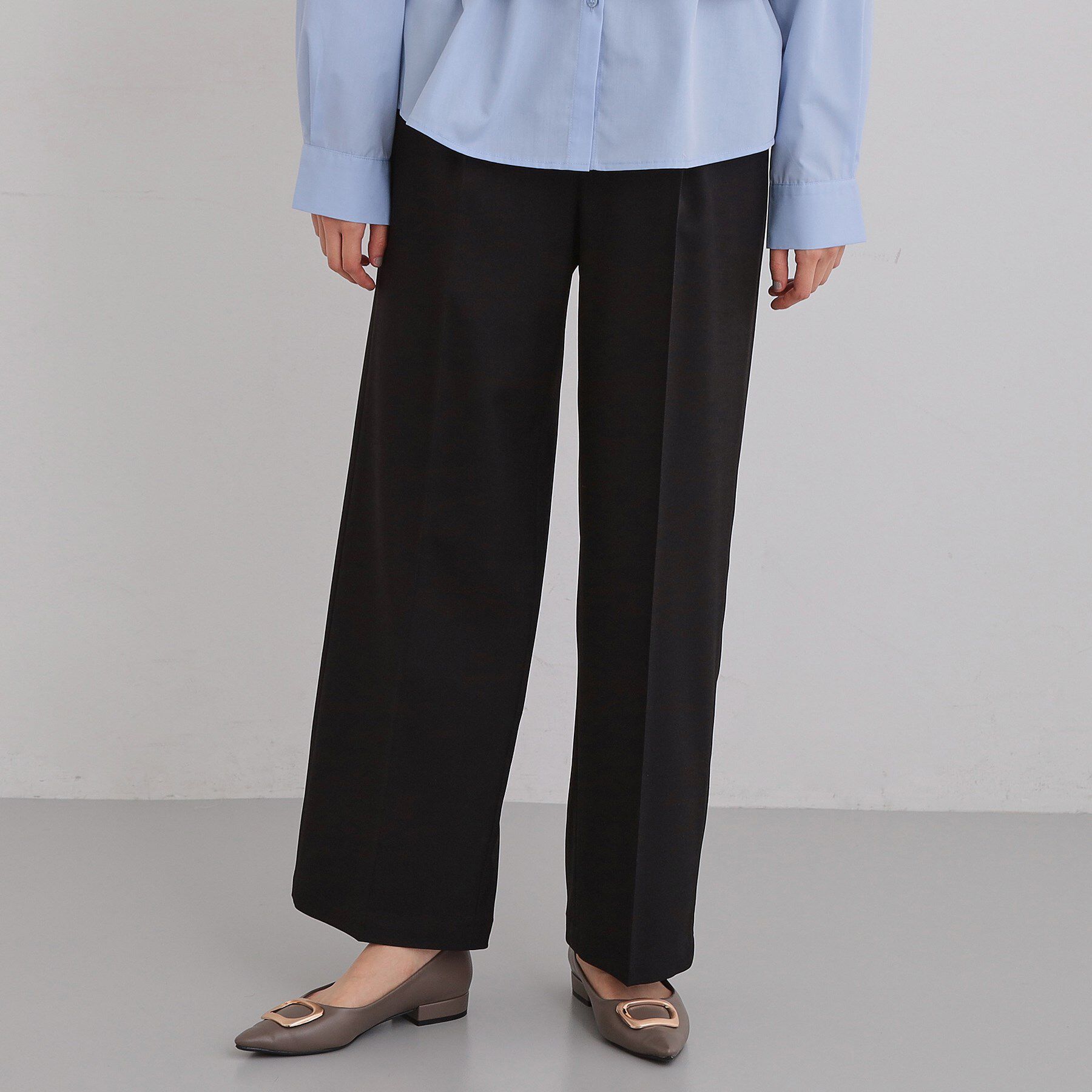 THE SHOP TK「【通勤・セレモニー】CAVIAN ベーシックワイドパンツ/セットアップ可」|その他|ブラック(019)