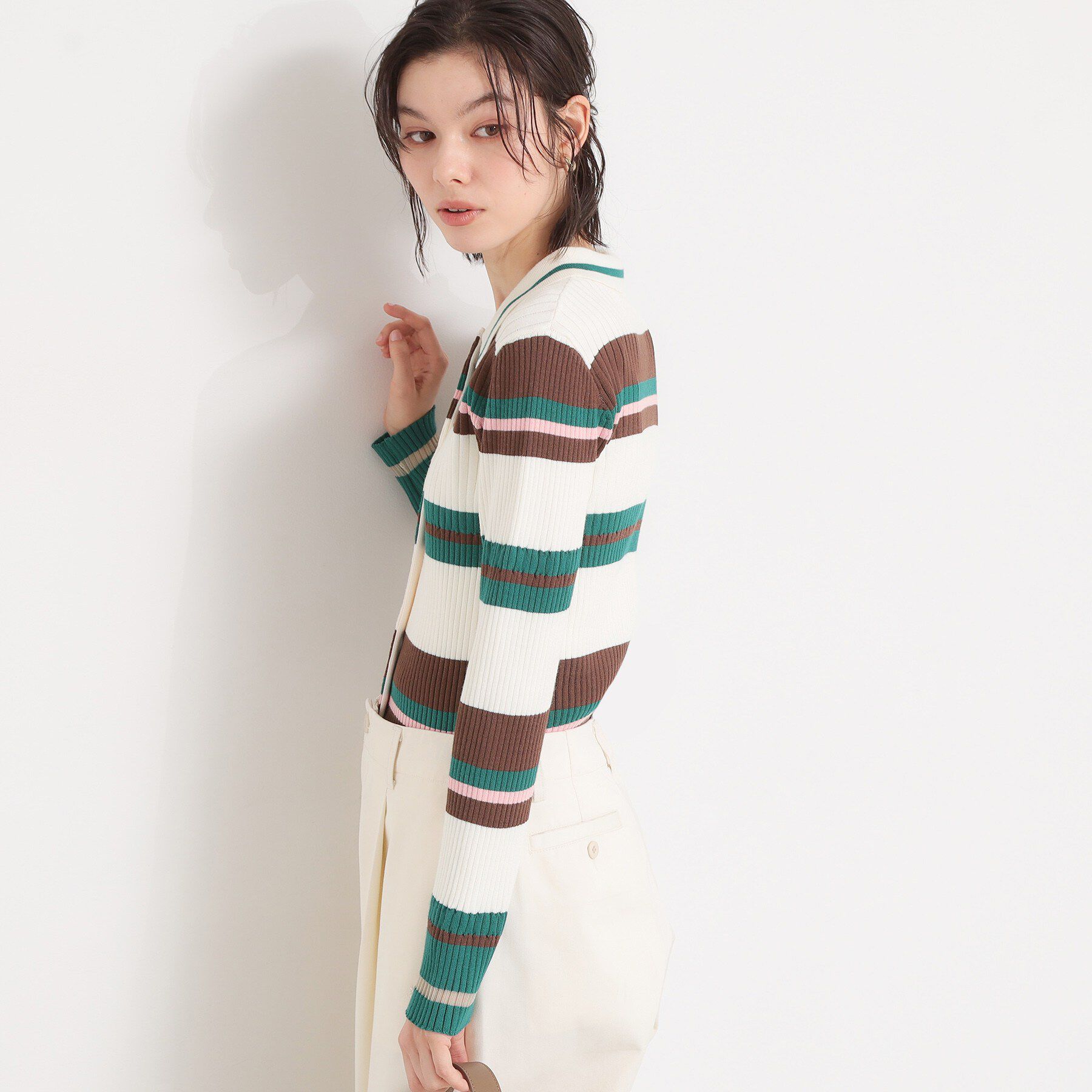 THE SHOP TK「衿付マルチボーダーニット」|ニット・セーター|