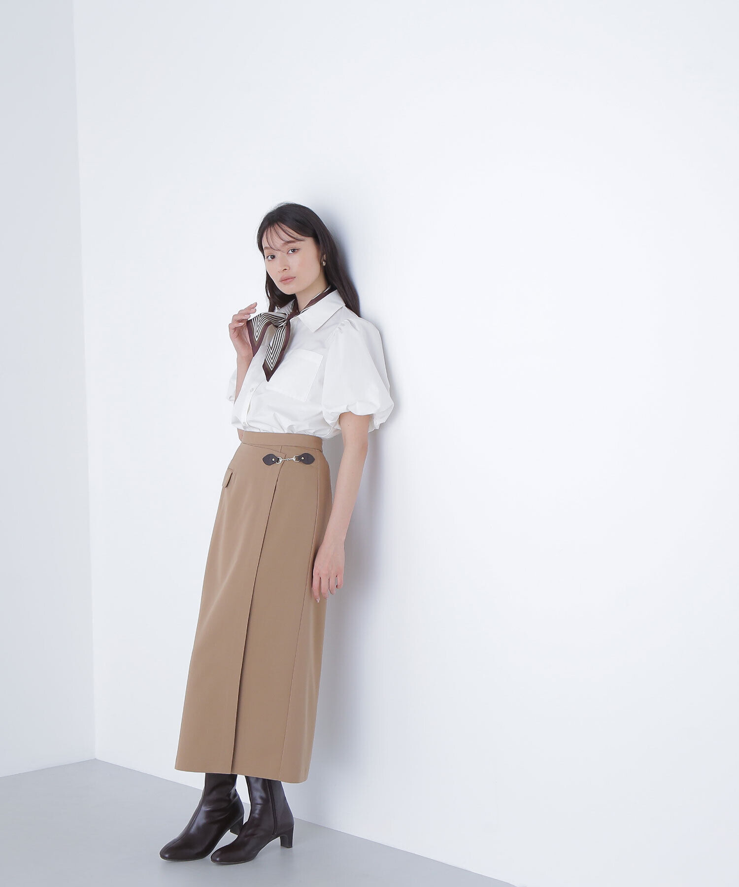  「スカーフ付バルーンスリーブシャツ」|シャツ・ブラウス|