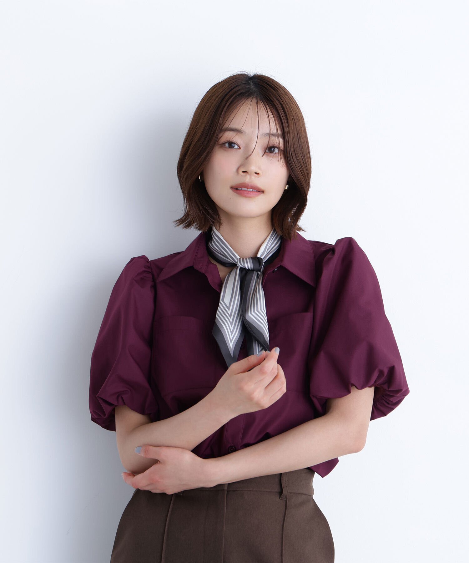  「スカーフ付バルーンスリーブシャツ」|シャツ・ブラウス|