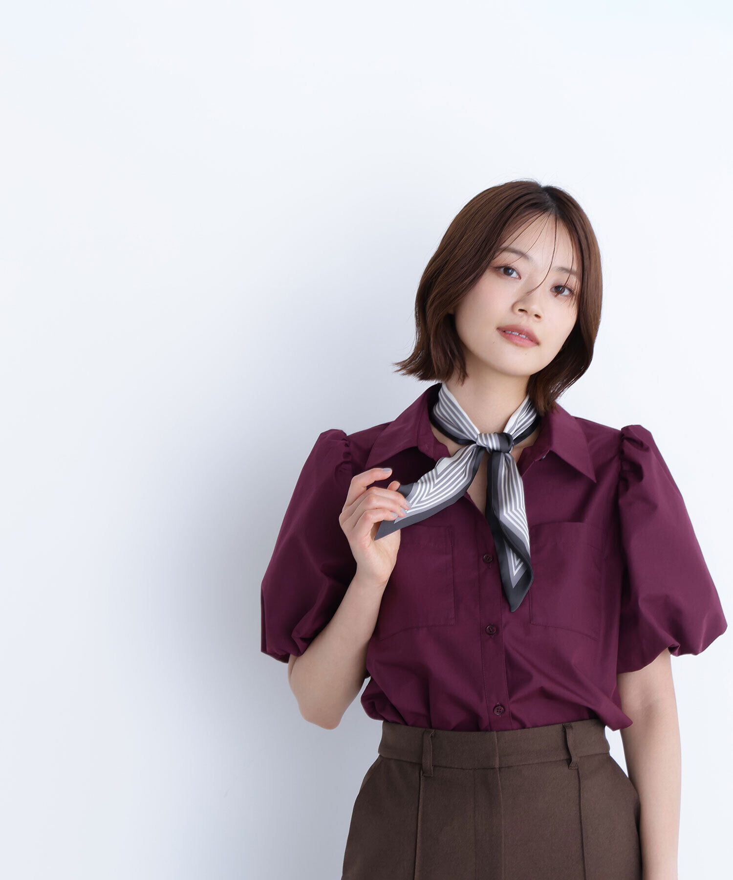  「スカーフ付バルーンスリーブシャツ」|シャツ・ブラウス|