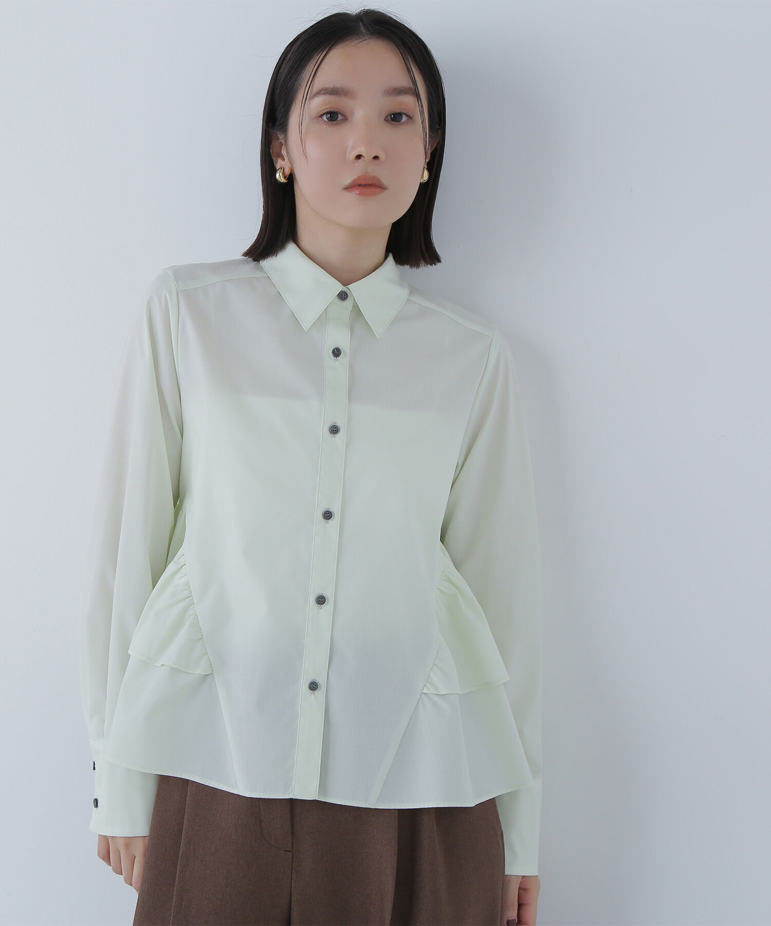  「サイドティアードシャツ」|シャツ・ブラウス|ライトグリー