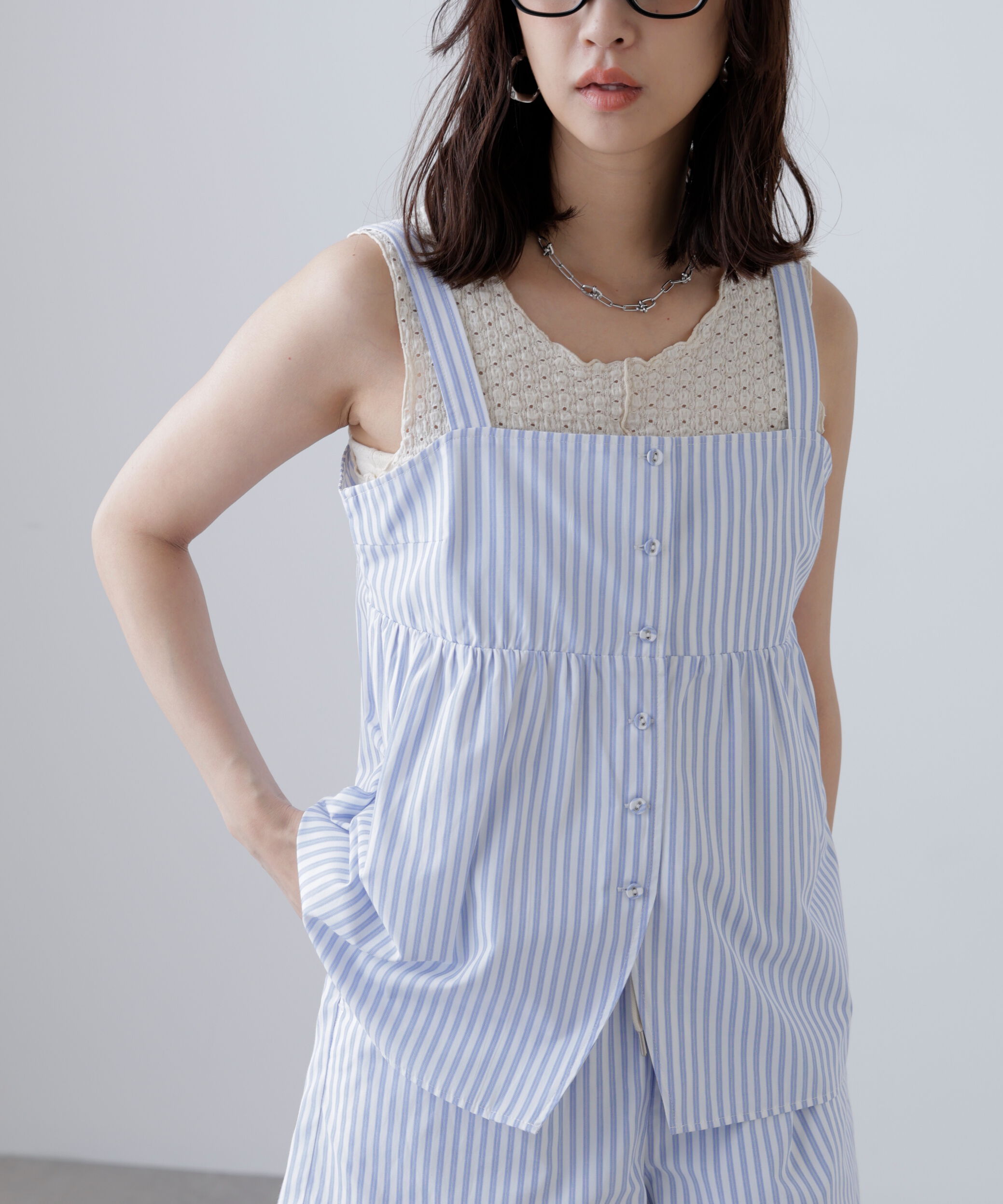  「〈セットアップ対応〉ストライプキャミソール」|シャツ・ブラウス|