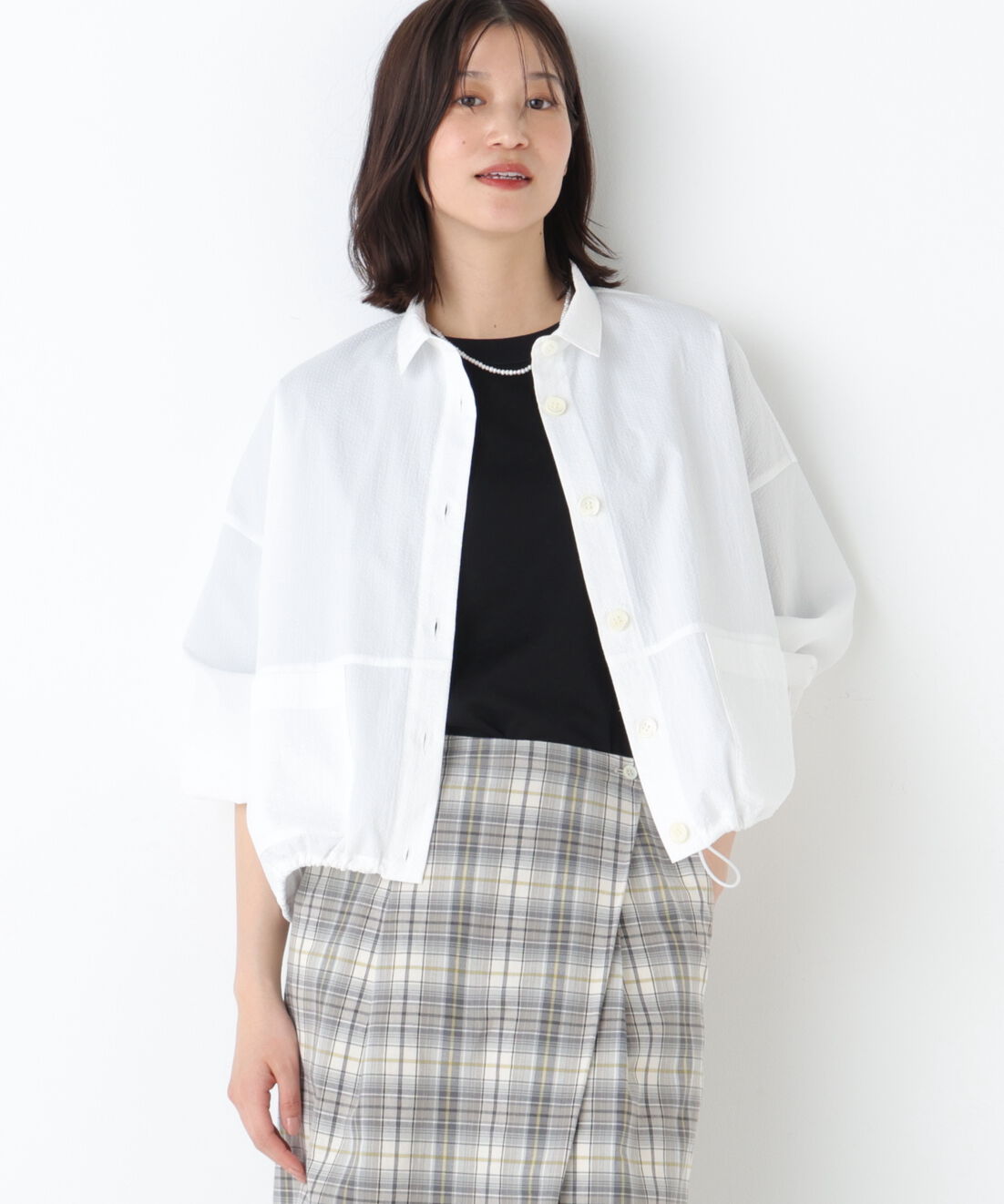  「◆サッカーシャツ羽織」|シャツ・ブラウス|ホワイト