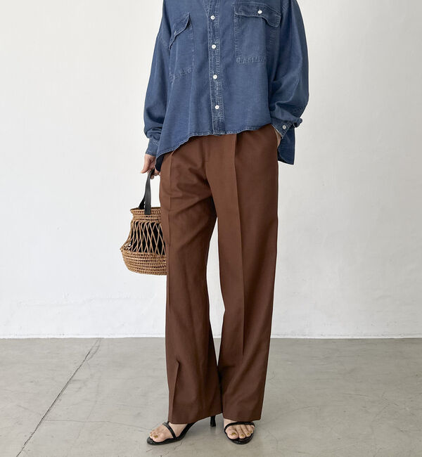 Doux archives「リネンライクストレートパンツ」|チノ|BROWN