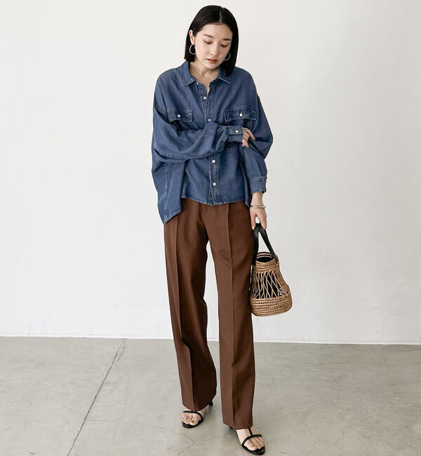 Doux archives「リネンライクストレートパンツ」|チノ|