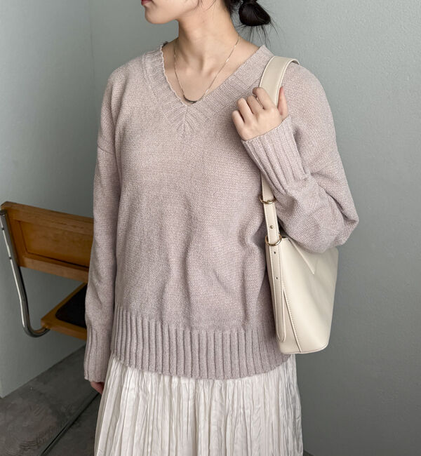 Doux archives「ベロアヤーンＶネックニット」|ニット・セーター|