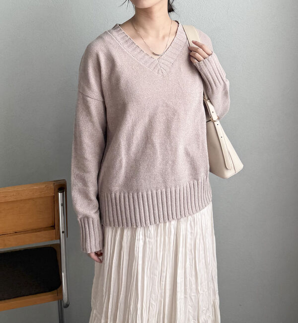 Doux archives「ベロアヤーンＶネックニット」|ニット・セーター|