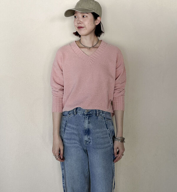 Doux archives「ベロアヤーンＶネックニット」|ニット・セーター|