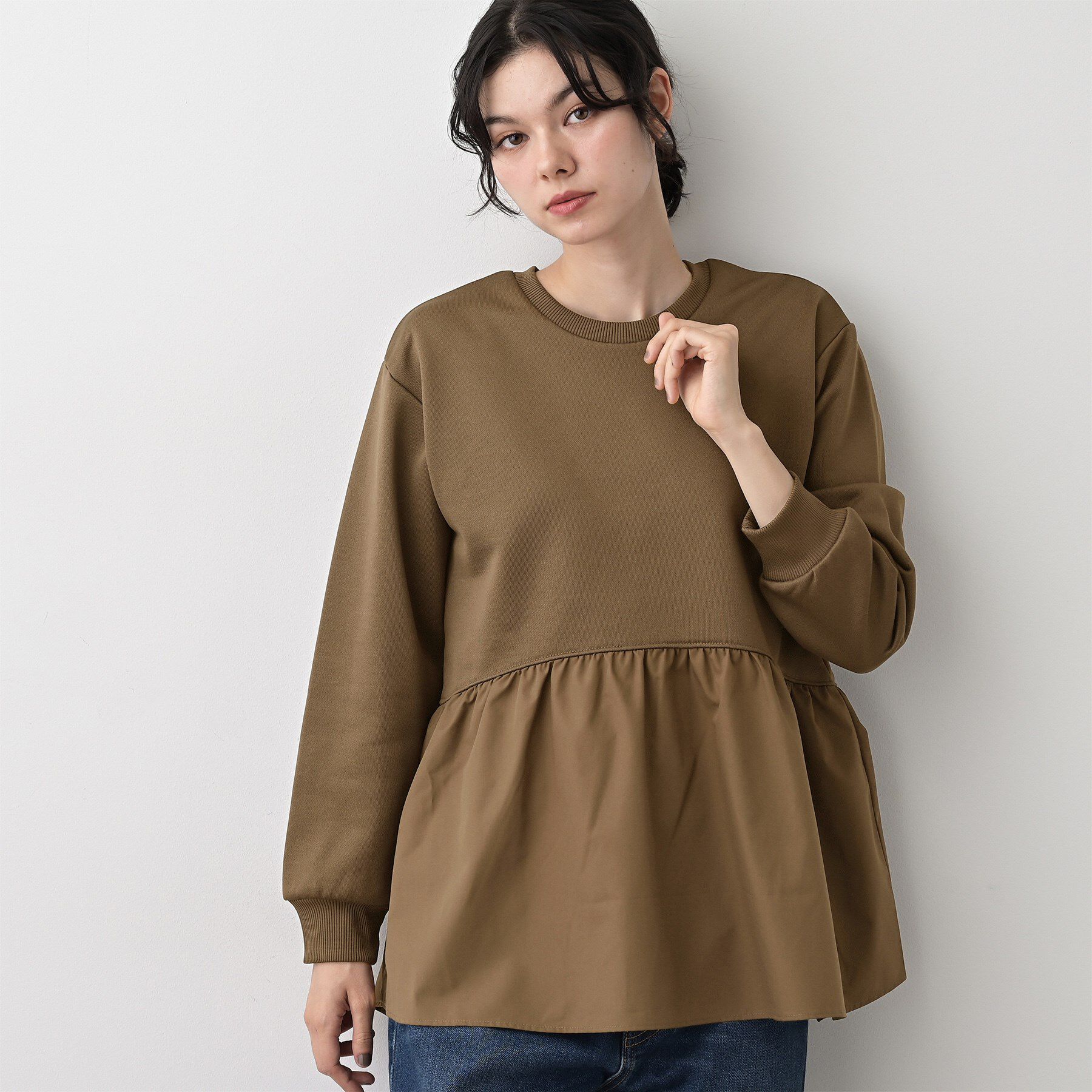 Dessin「【体型カバー/洗える】ペプラムスウェット」|Tシャツ・カットソー|