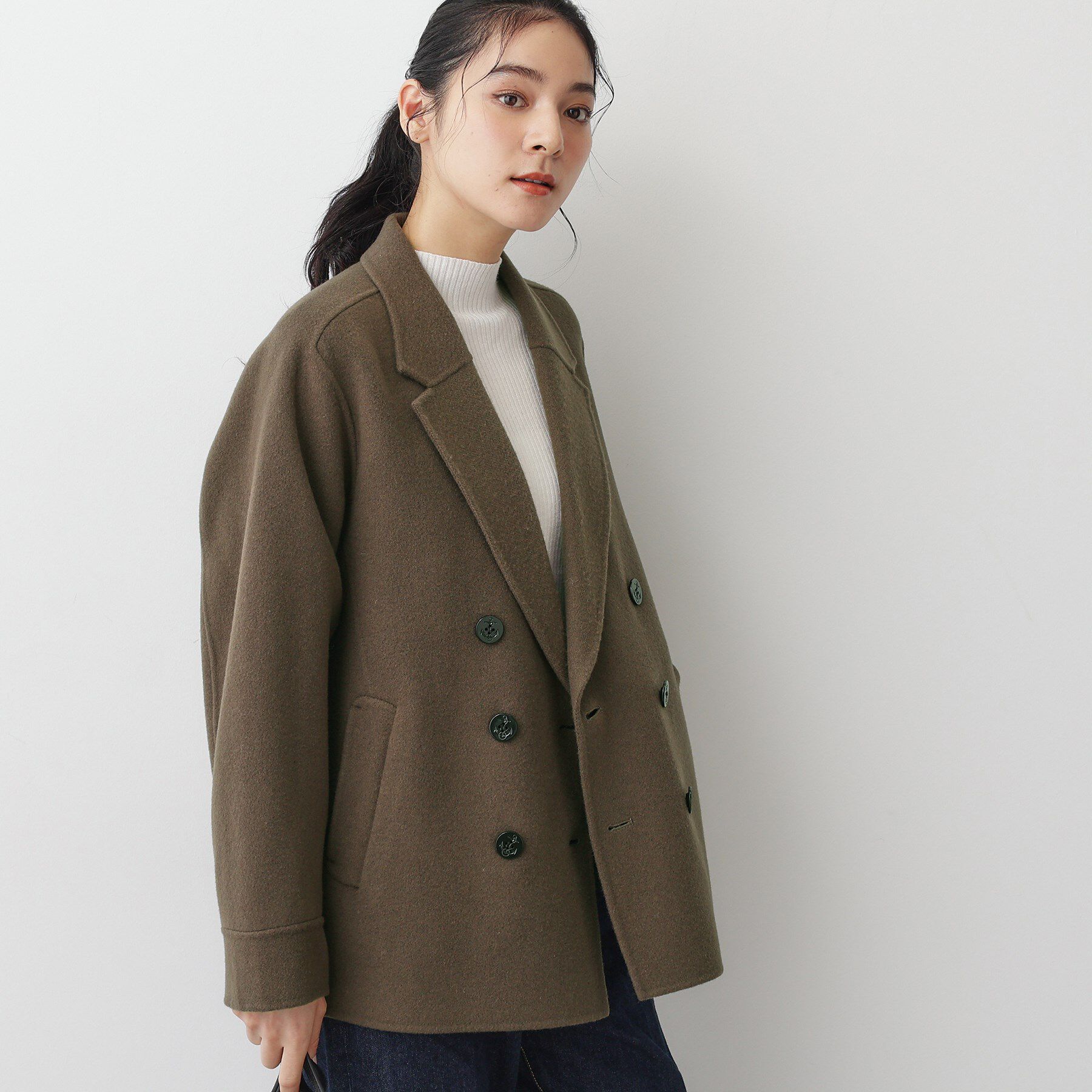 Dessin「【洗える】ウール混リバーメルトンコート」|ピーコート|