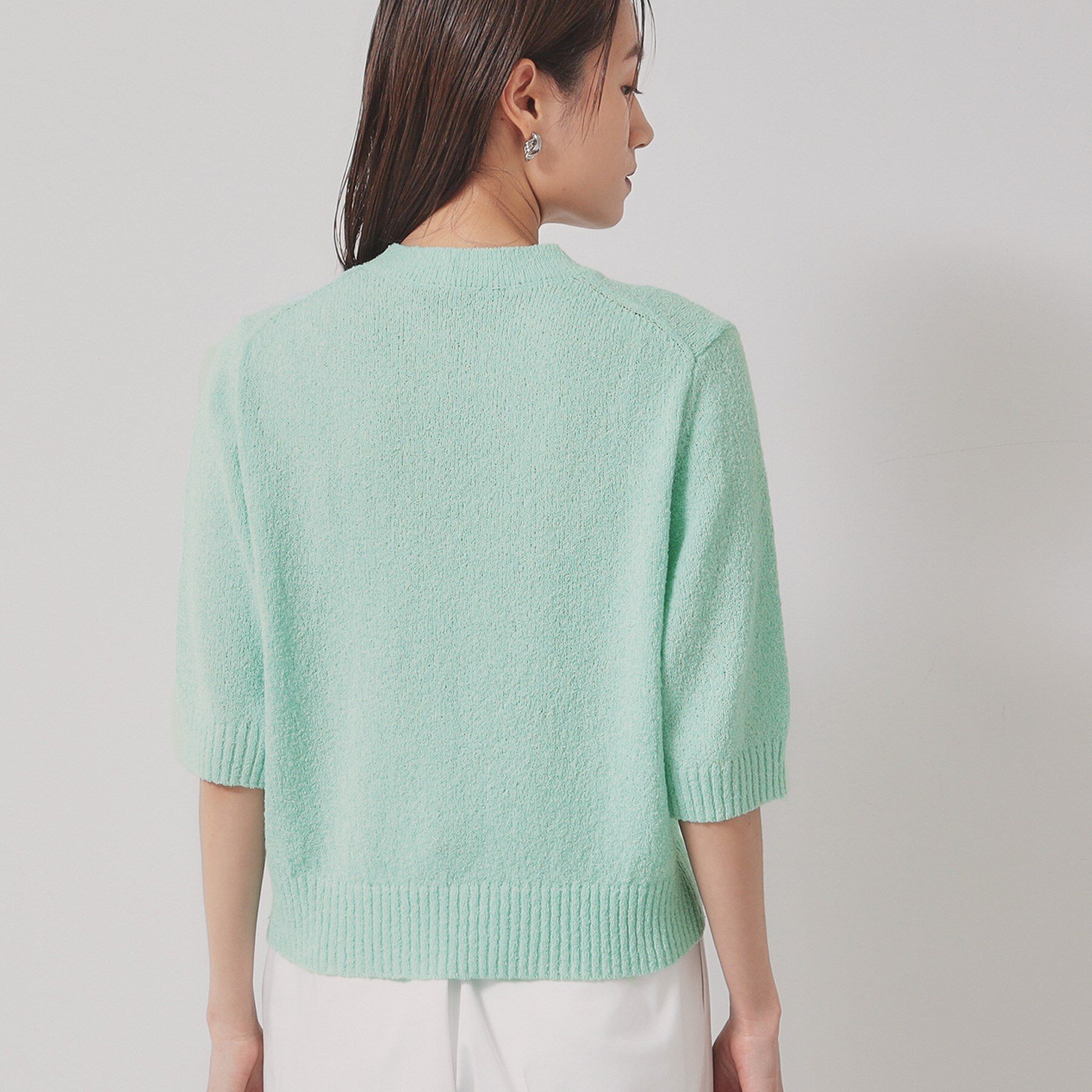 SunaUna「【手刺繍／花モチーフ】チャイナカラーニット」|ニット・セーター|