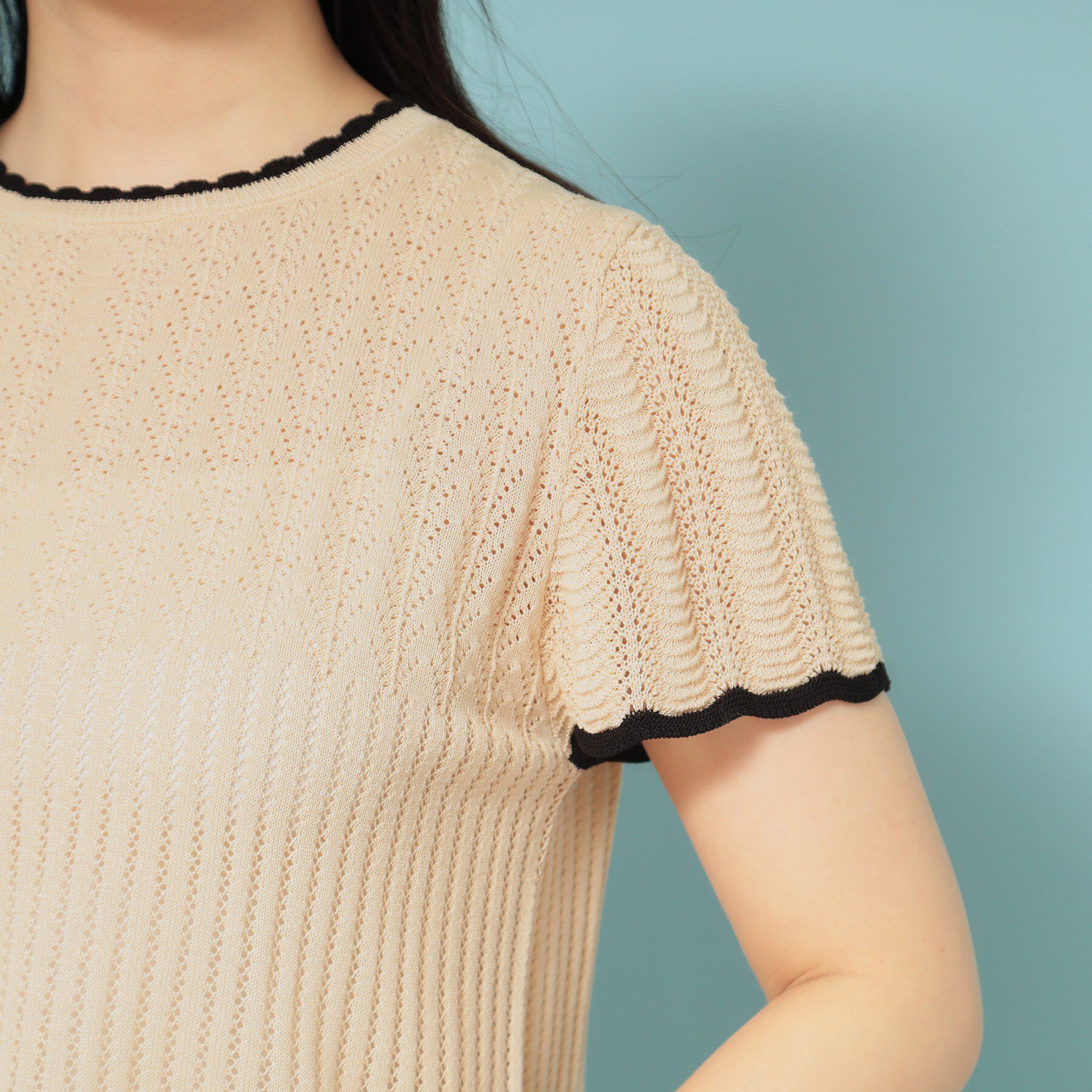 SunaUna「【透かし柄】スカラップニット」|ニット・セーター|