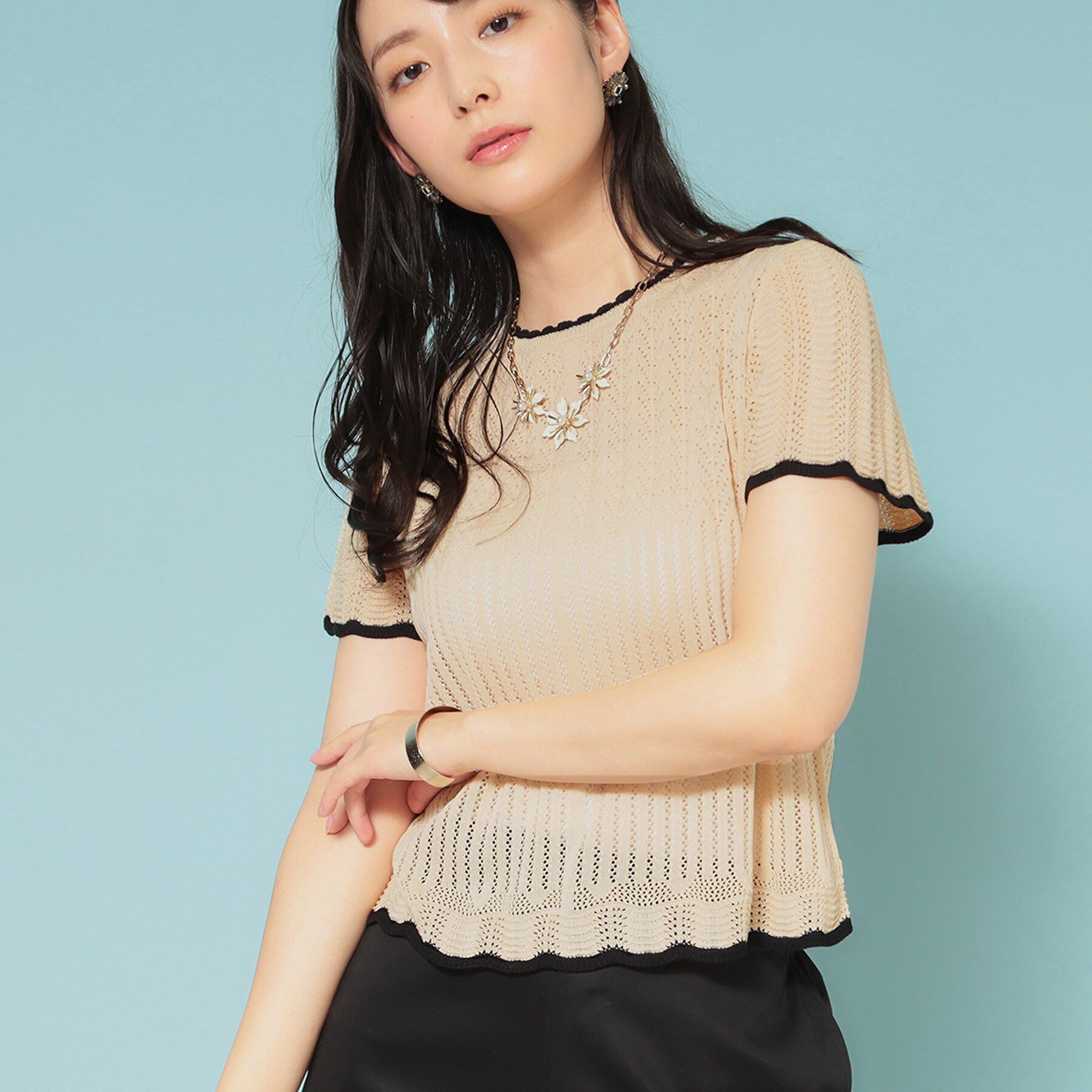 SunaUna「【透かし柄】スカラップニット」|ニット・セーター|