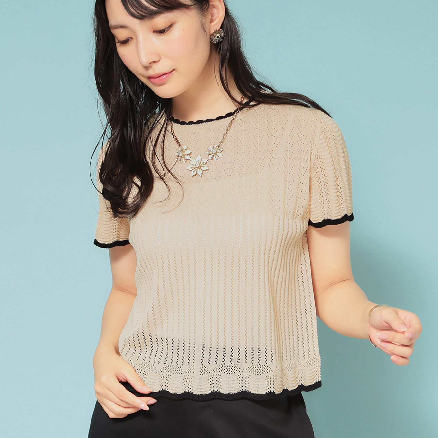 SunaUna「【透かし柄】スカラップニット」|ニット・セーター|