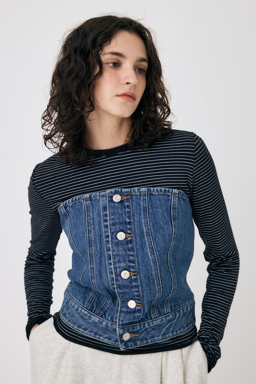 MOUSSY「DENIM BARE ビスチェ」|チューブトップ|