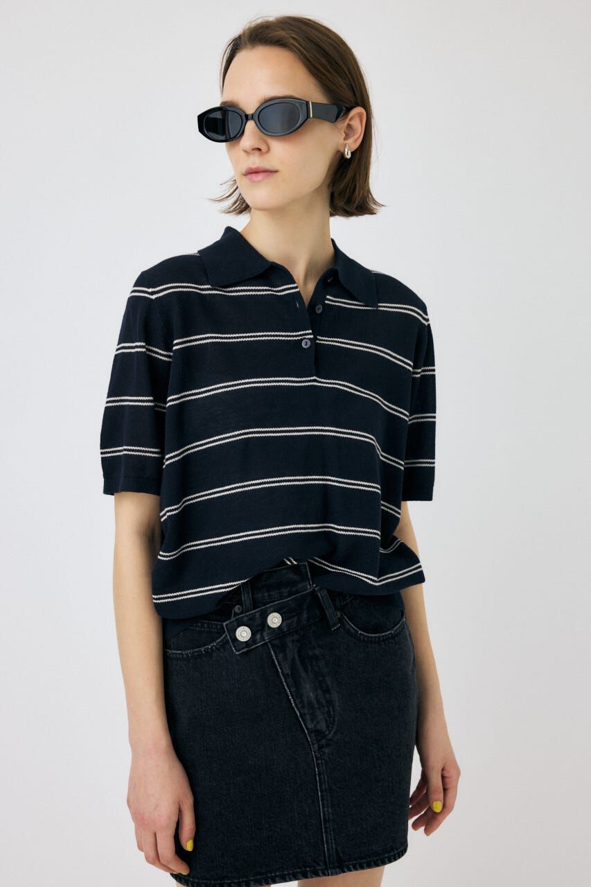 MOUSSY「MESH KNIT LOOSE ポロ」|ニット・セーター|