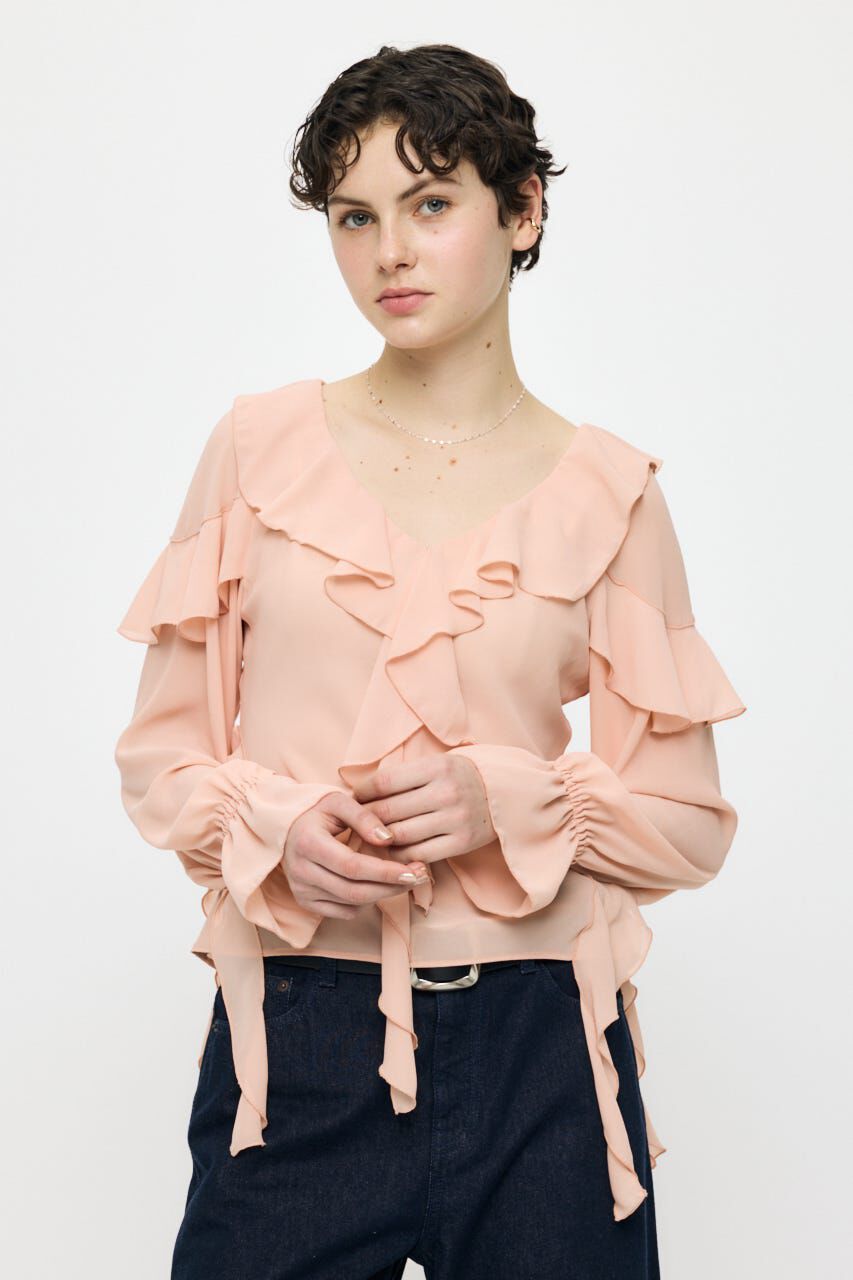 MOUSSY「CHIFFON RUFFLE  ブラウス」|シャツ・ブラウス|