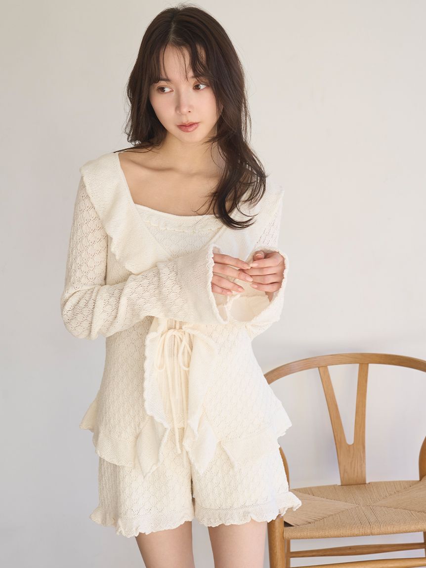 SNIDEL HOME「クロシェショートパンツ」|ルームウェア|