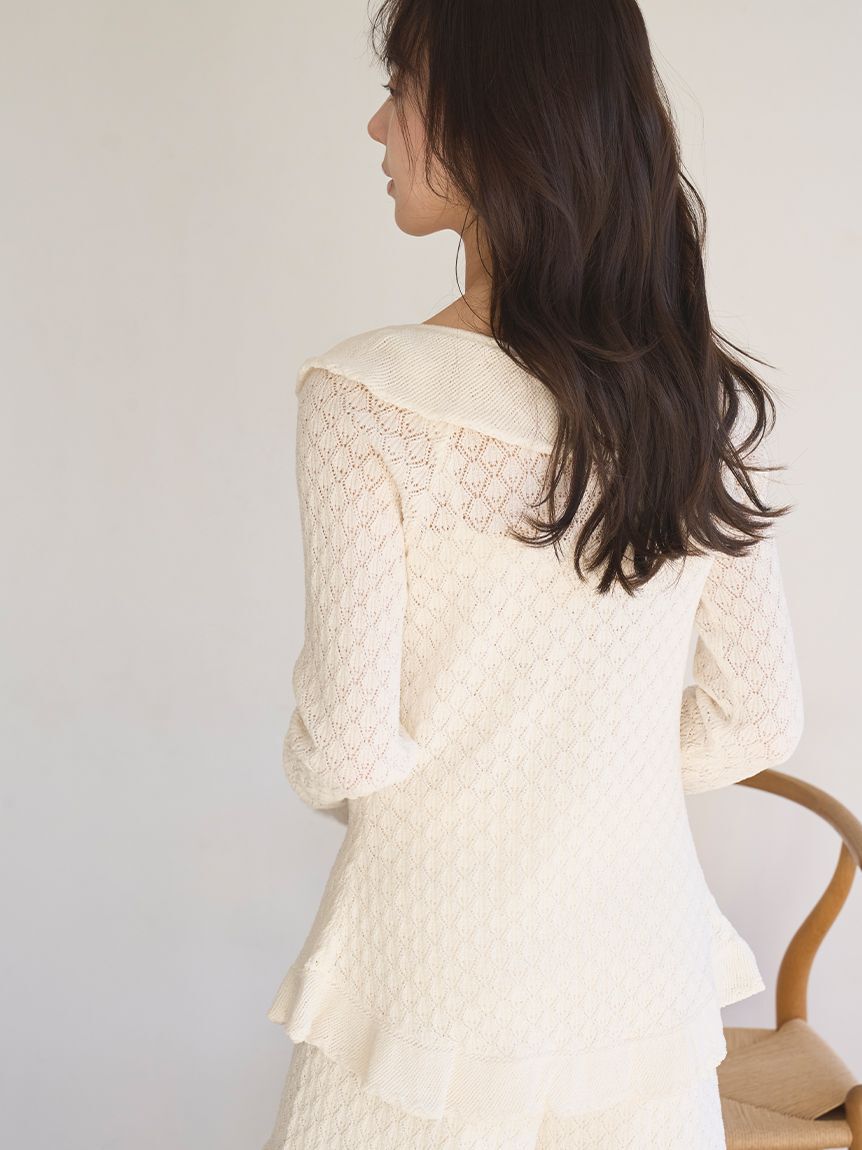 SNIDEL HOME「クロシェラッフルカーディガン」|ルームウェア|